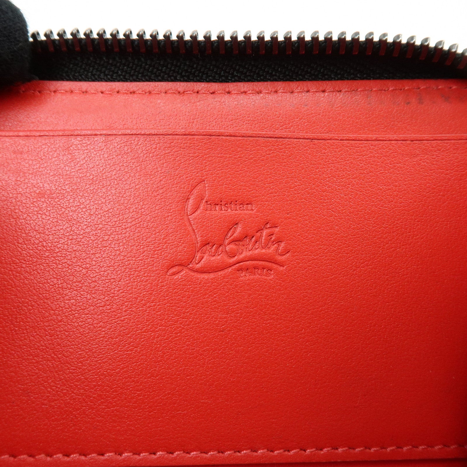 Christian Louboutin Leather Studs Compact Wallet Coin Case Black