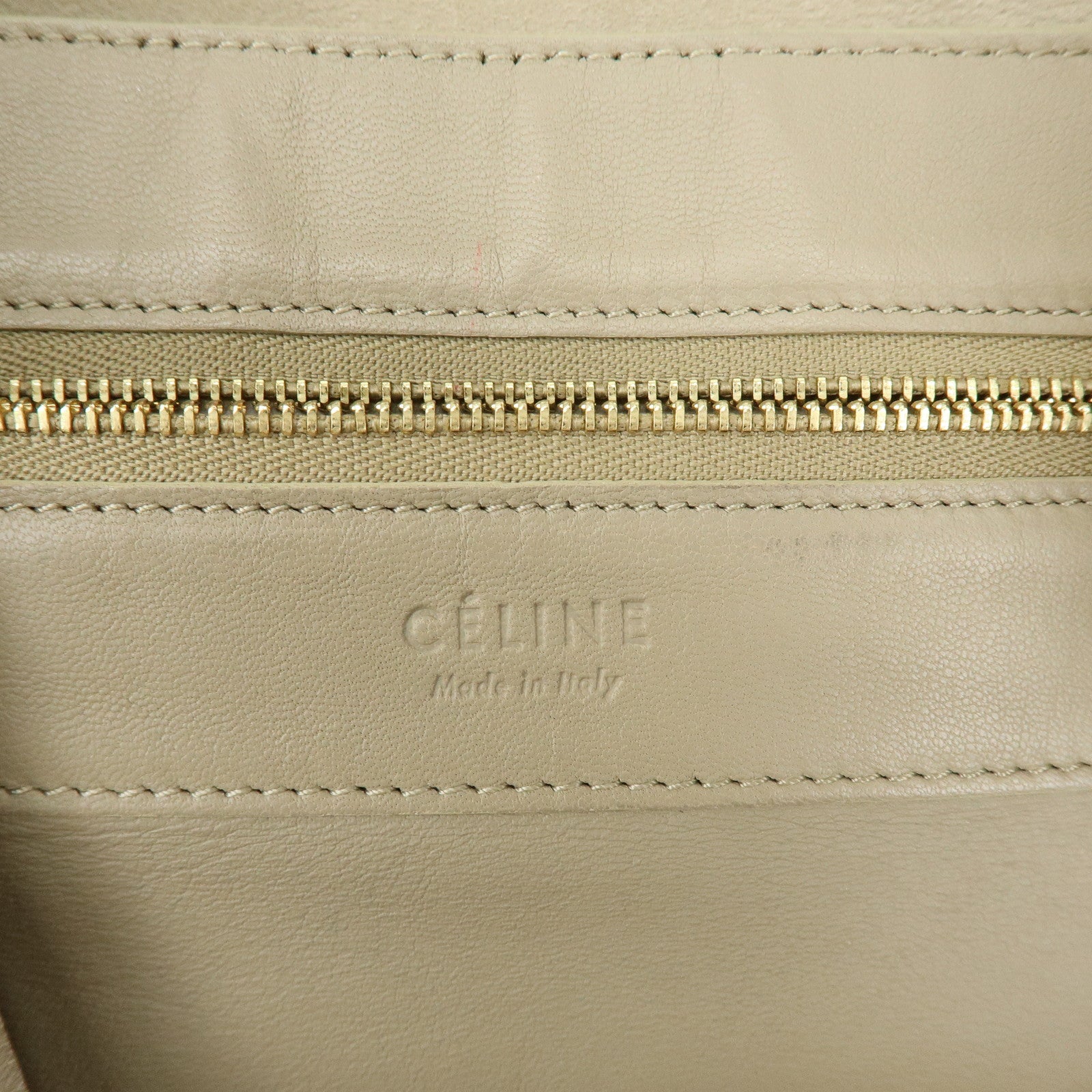 CELINE Leather Tote Bag Shoulder Bag Greige