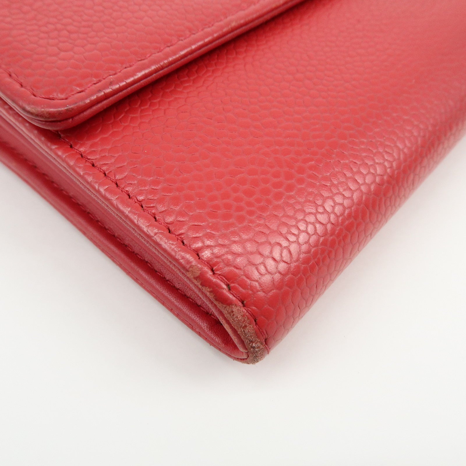 CHANEL COCO Mark Caviarskin Long Flap Wallet Red A50070