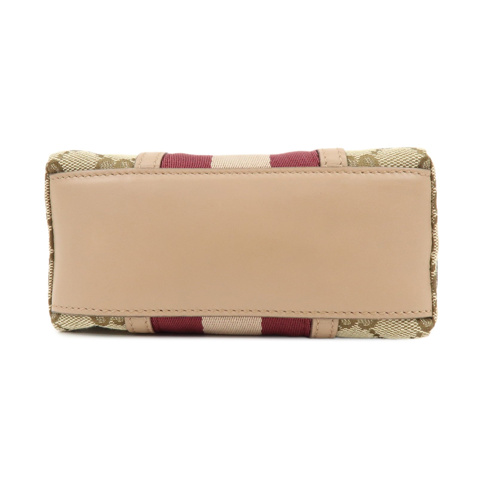 GUCCI Sherry GG Canvas Leather Cosmetic Pouch Beige Bordeaux 256639