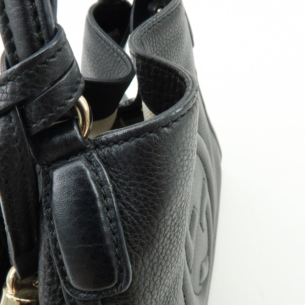 GUCCI SOHO Interlocking G Leather 2Way Bag Hand Bag Black 336751