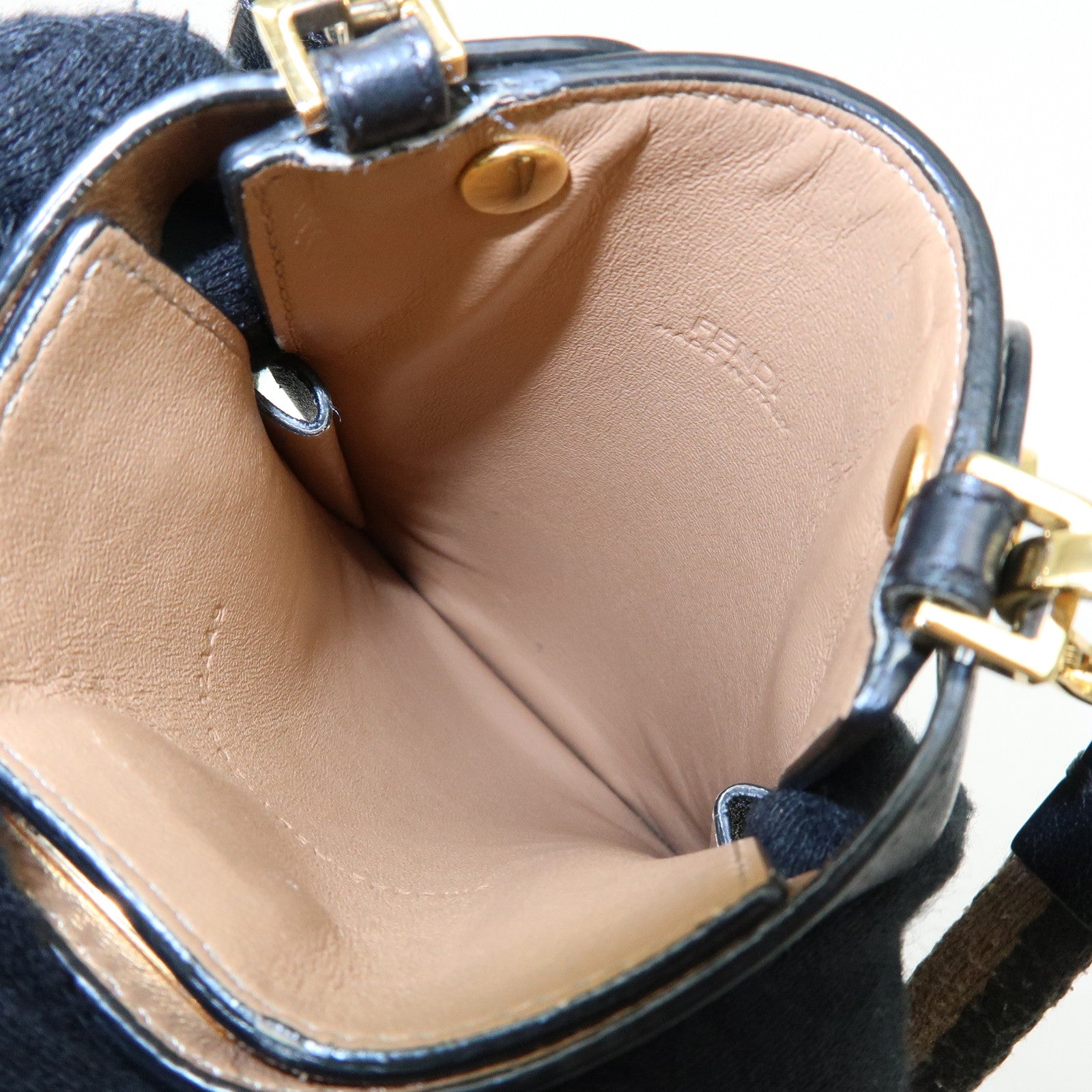 FENDI Peekaboo Leather Shoulder Bag Phone Case Black 8M0442 A5DY