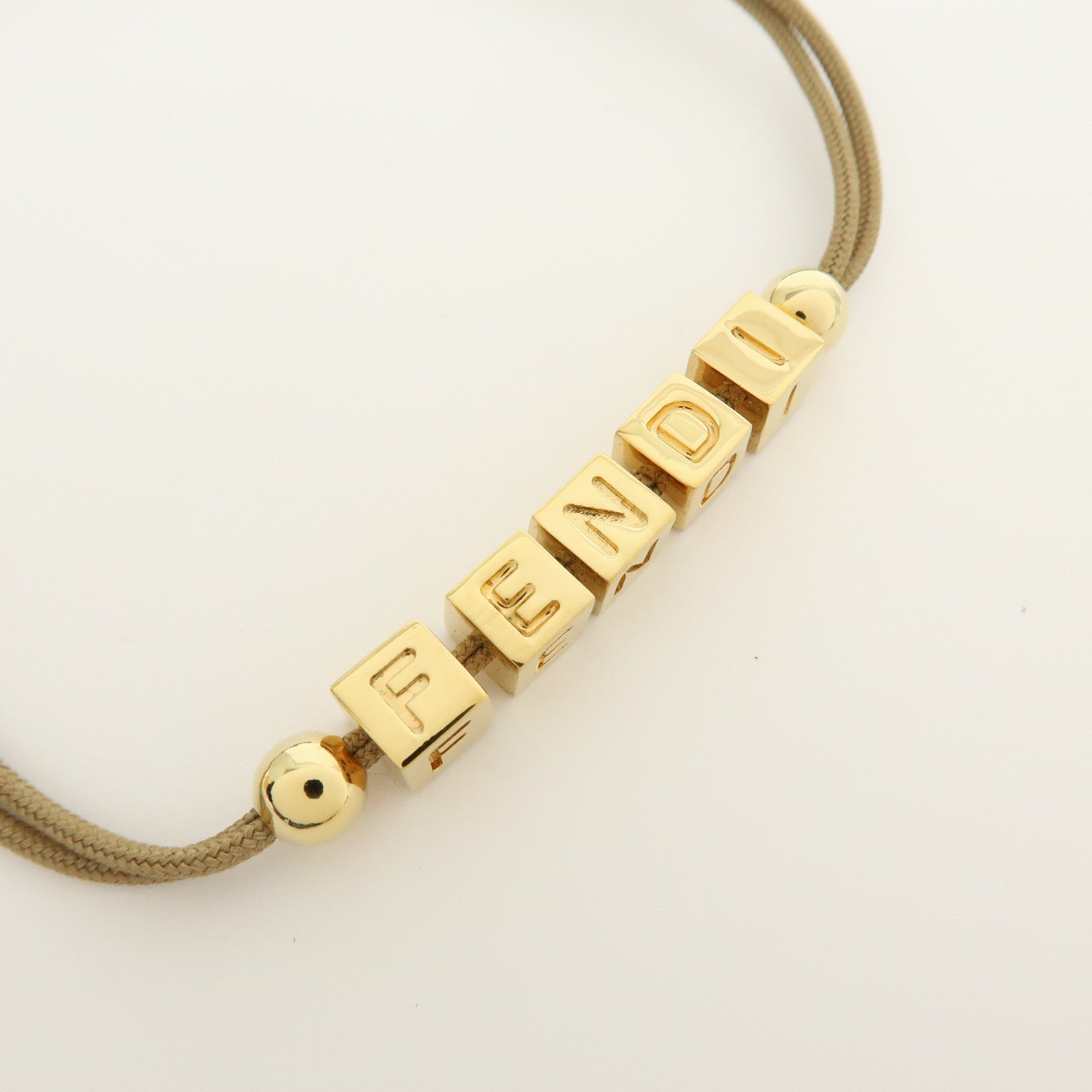 FENDI Logo Cube Graffiti Metal Bracelet Gold Brown