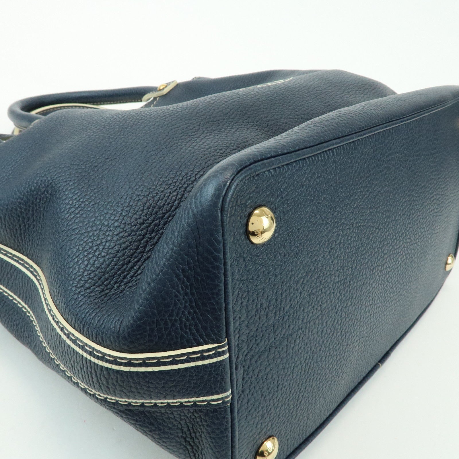 Louis Vuitton T&B Tobago Leather Shoe Bag Hand Bag Blue M95149
