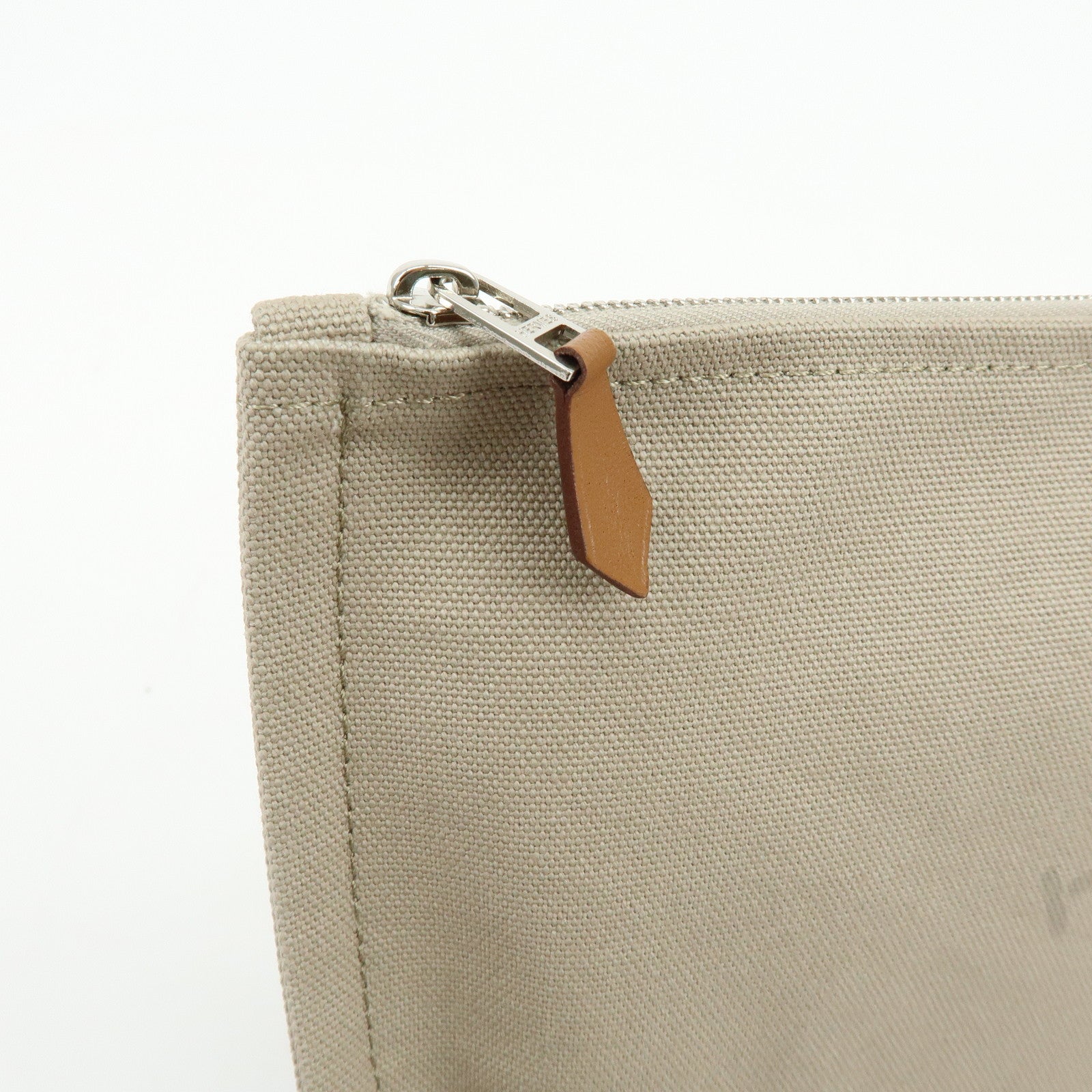 HERMES Yachting GM Canvas Flat Pouch Cosmetic Pouch Beige