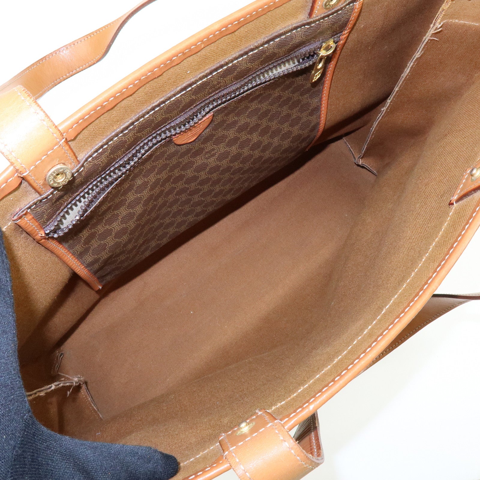 CELINE Macadam PVC Leather Tote Shoulder Bag Brown