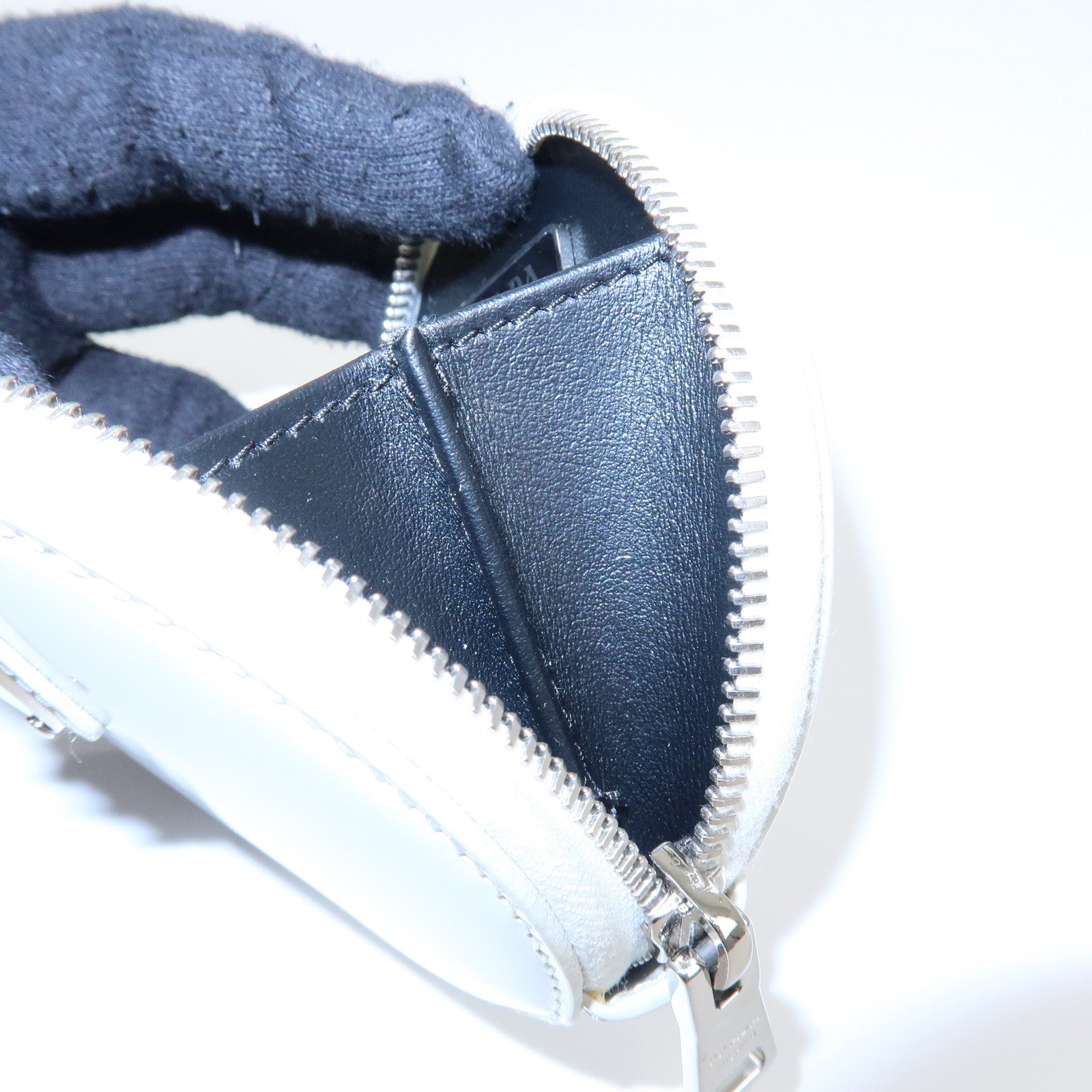 PRADA Triangle Logo Leather Mini Pouch Coin Case White 1TL431