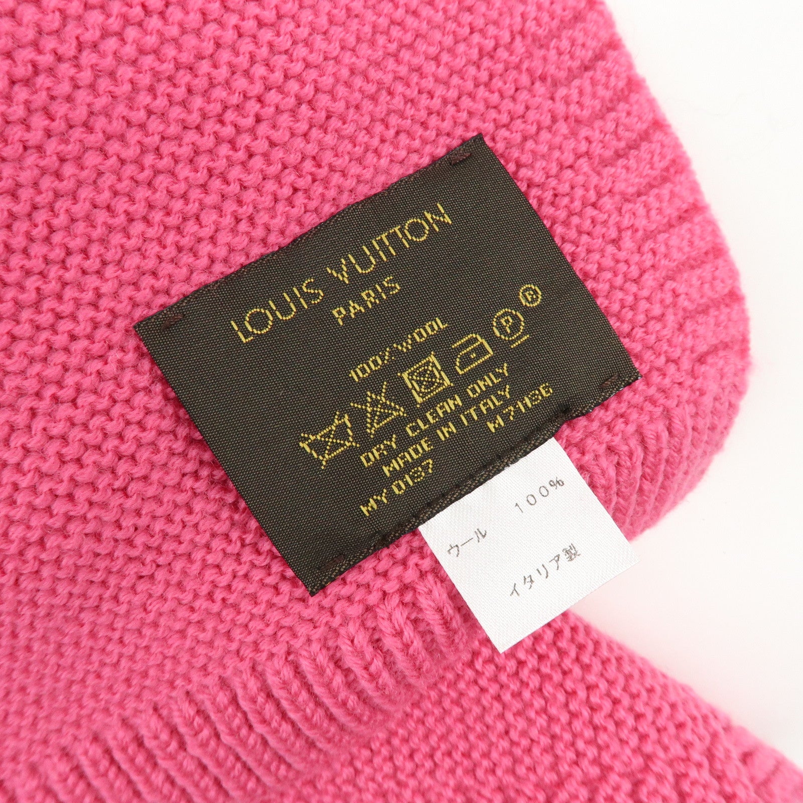 Louis Vuitton Echarpe LV Collage Wool 100% Scarf Stole Pink M71136