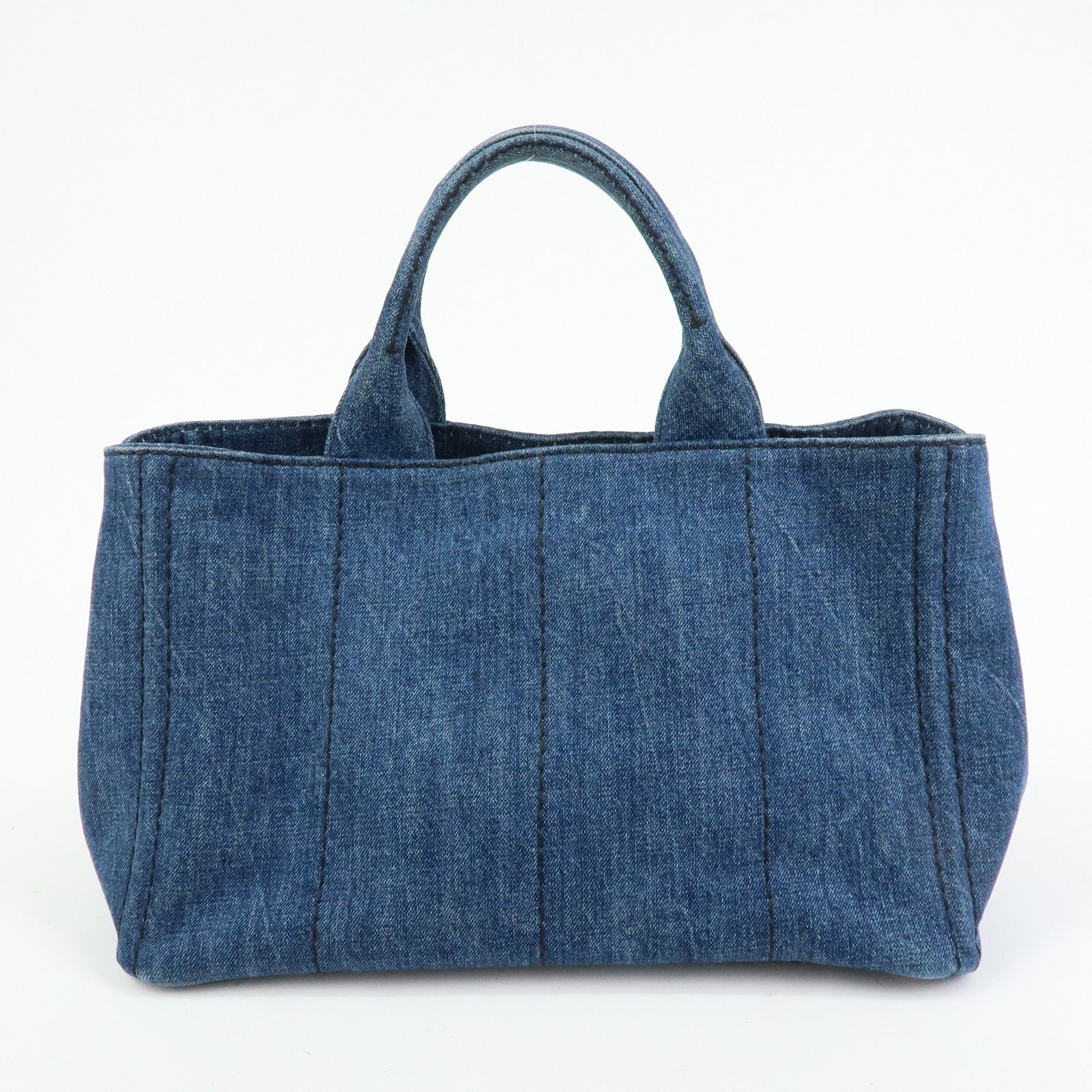 PRADA Canapa Triangle Logo Canvas 2Way Hand Bag Shoulder Bag Denim