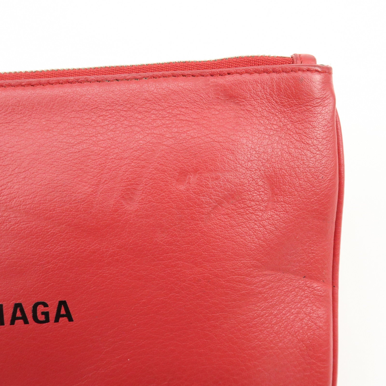 BALENCIAGA Leather Everyday Pouch Clutch Bag Flat Pouch Red 551992
