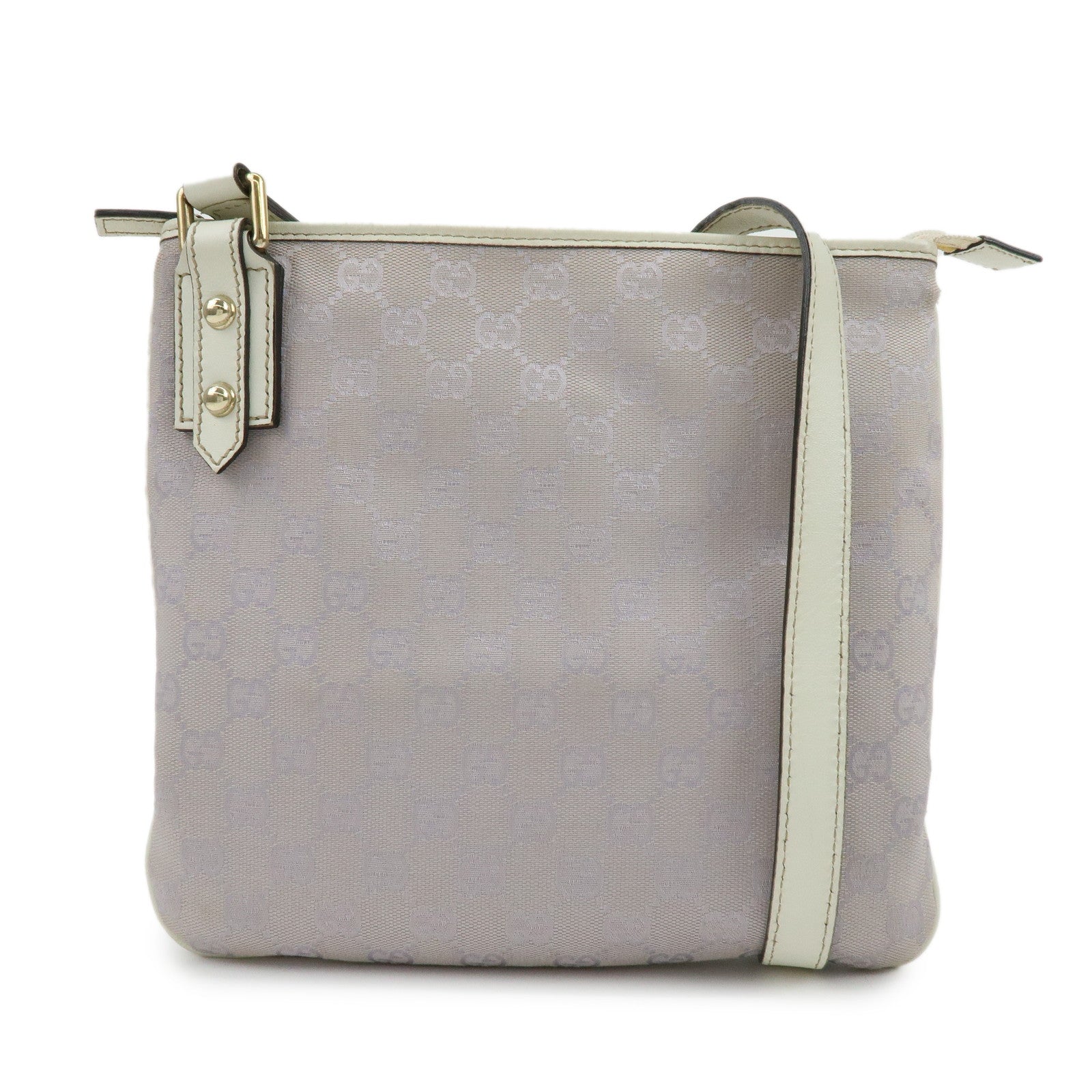 GUCCI GG Canvas Leather Shoulder Bag Light Purple White 257246