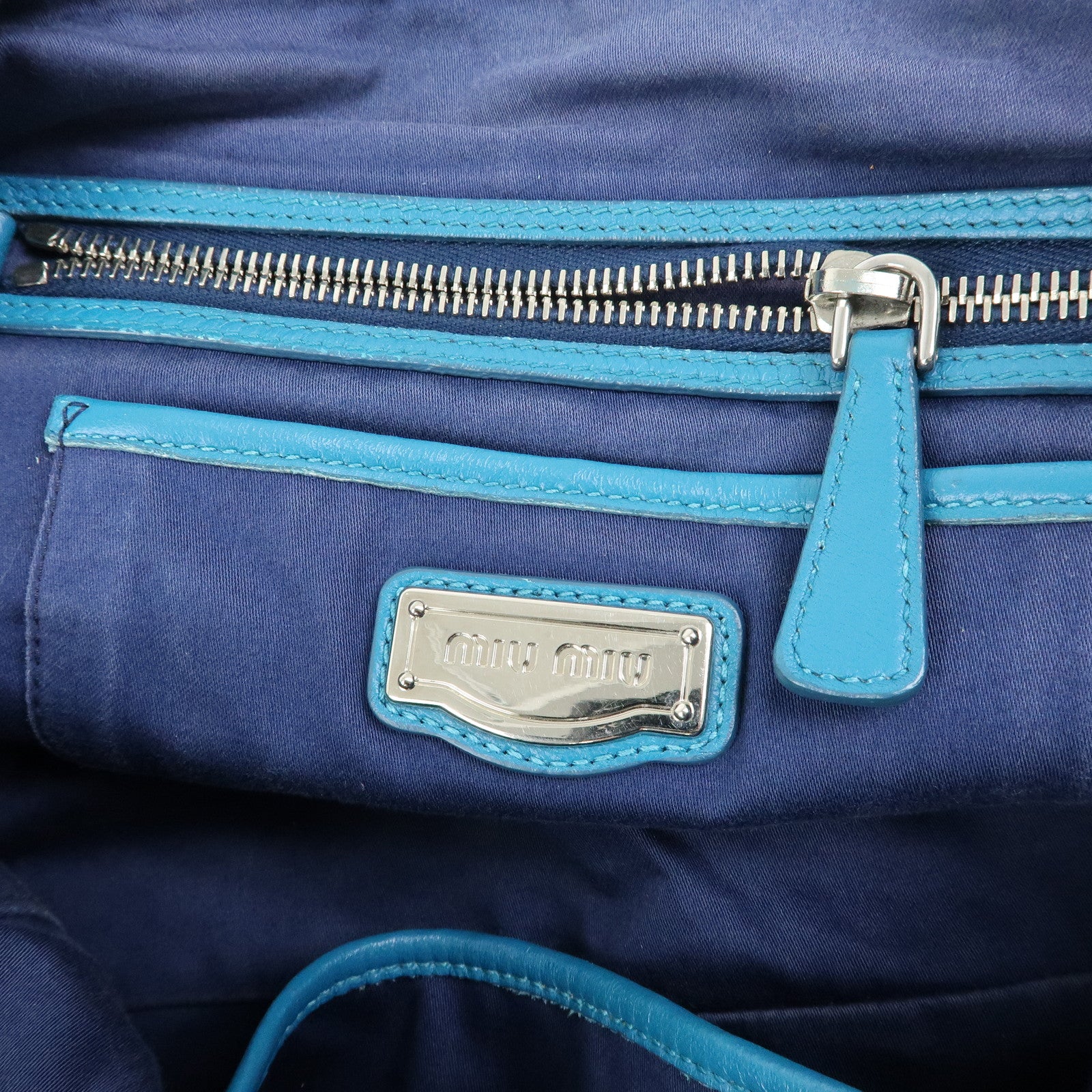 MIU MIU Matelasse Cloquet Nappa Leather Chain Shoulder Bag Turquoise