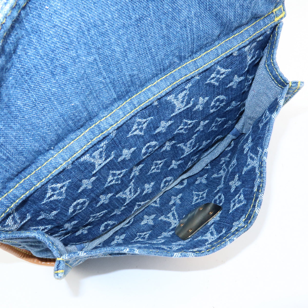 Louis Vuitton Monogram Denim Flat Shopper Tote Bag Blue M95018