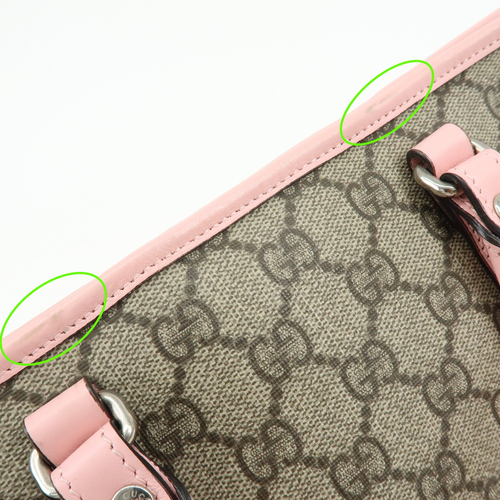 GUCCI Children's GG Supreme Leather Tote Bag Hand Bag Beige Pink 297557