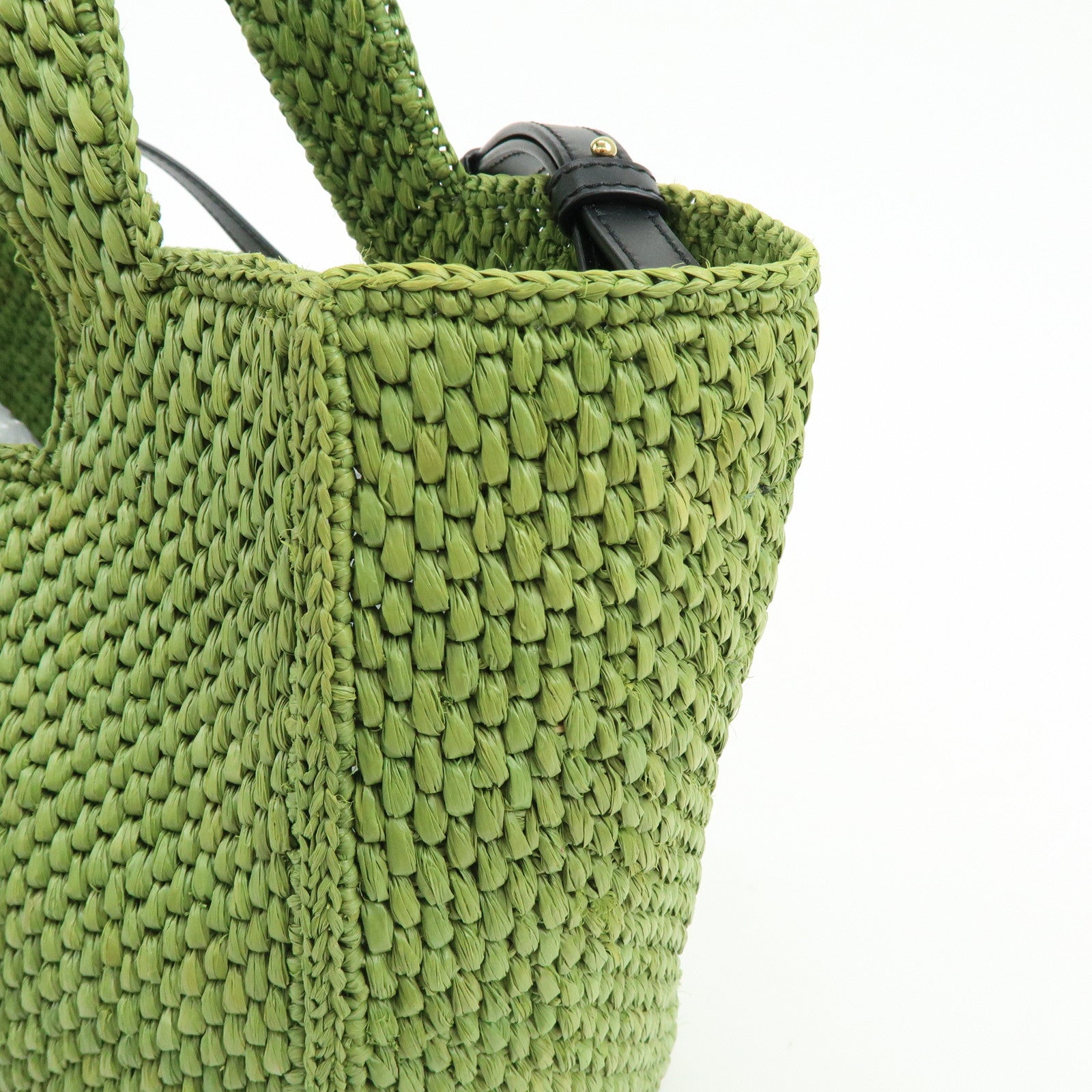 LOEWE Font Tote Raffia Leather 2Way Bag Tote Bag Shoulder Bag Green