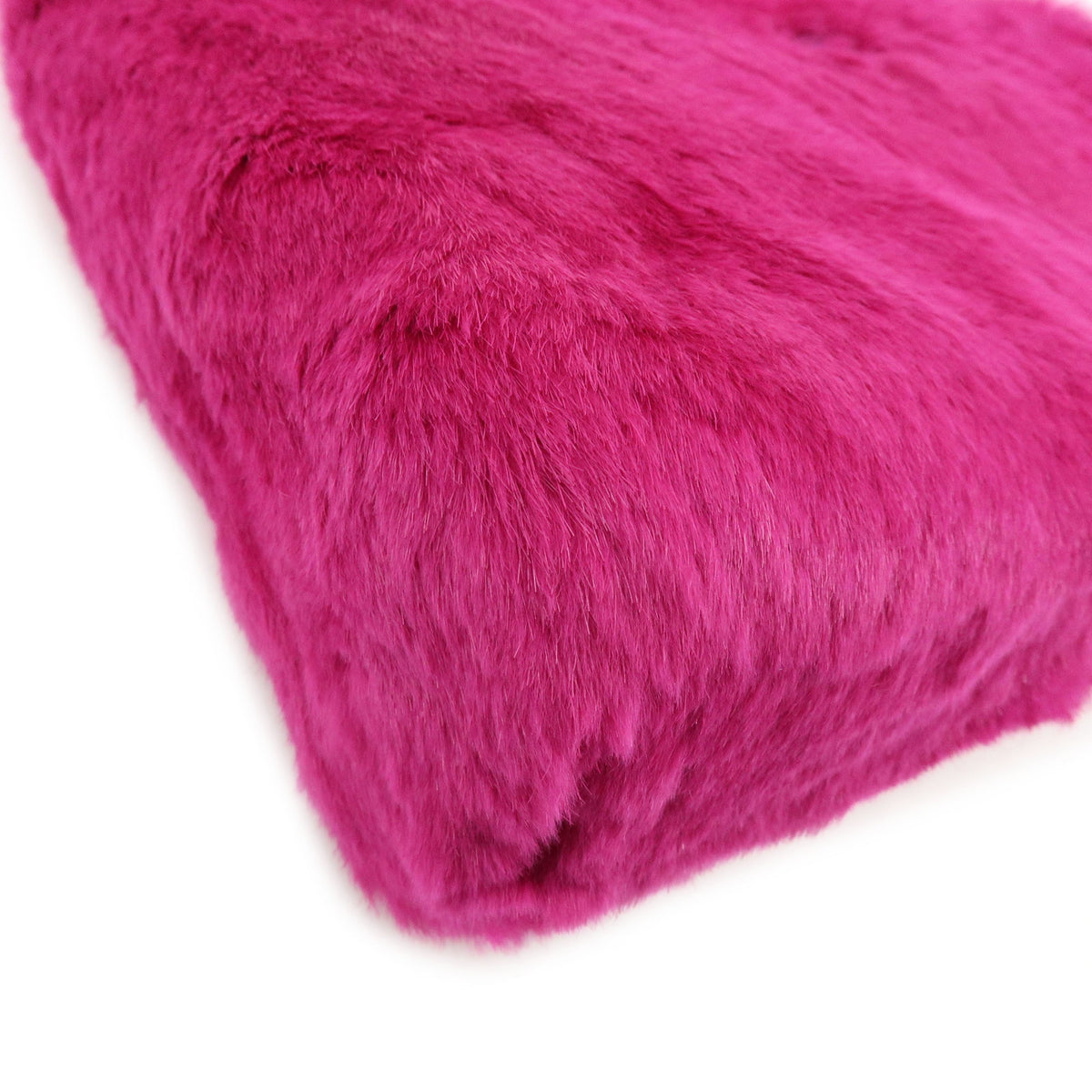 CHANEL COCO Mark Lapin Fur Leather Chain Shoulder Bag Magenta