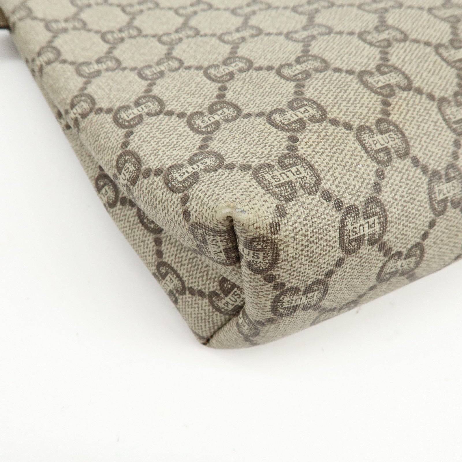 GUCCI Old GUCCI GG Plus Leather Clutch Bag Pouch Beige Brown
