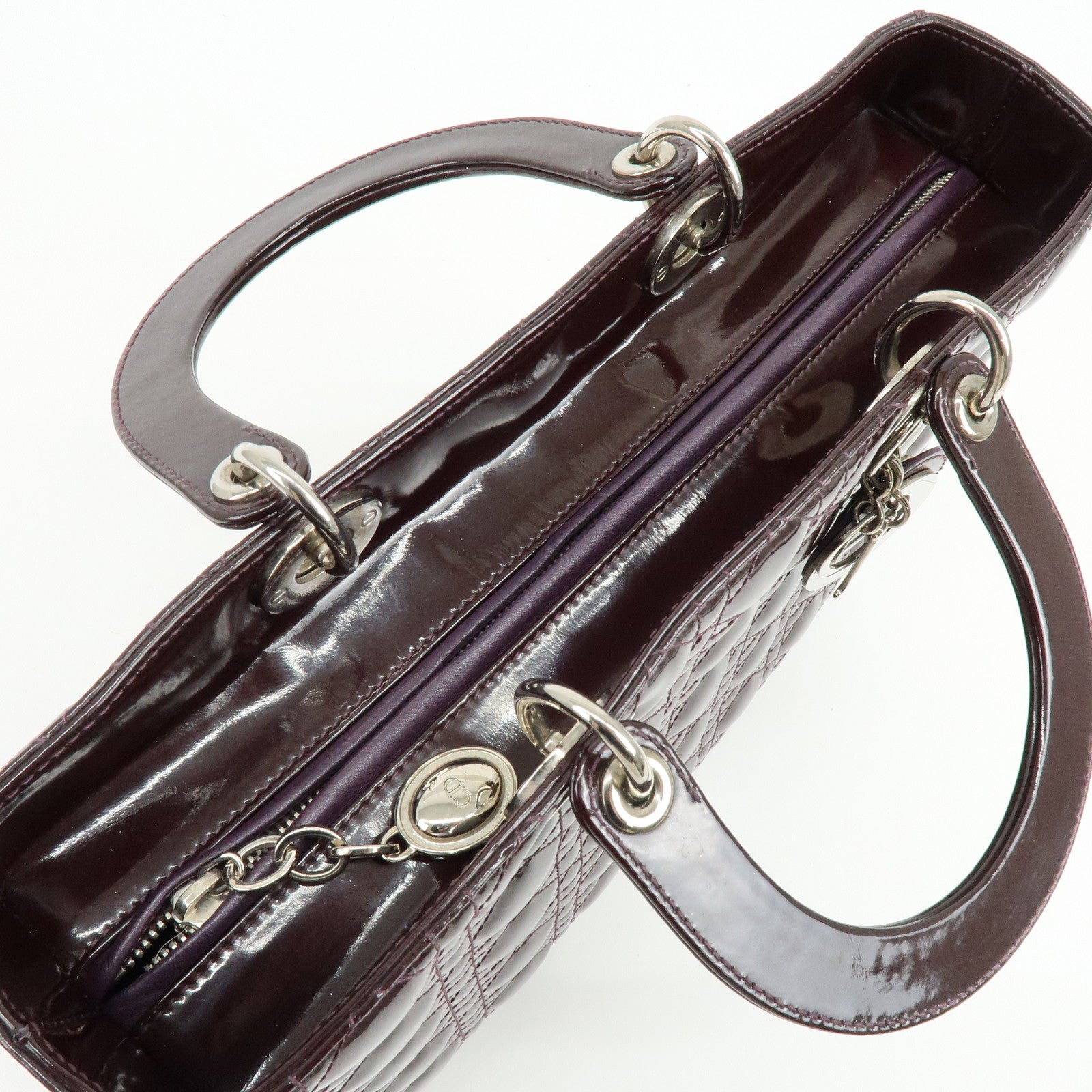 Christian Dior Lady Dior Cannage 2Way Bag Hand Bag Shoulder Bag Purple