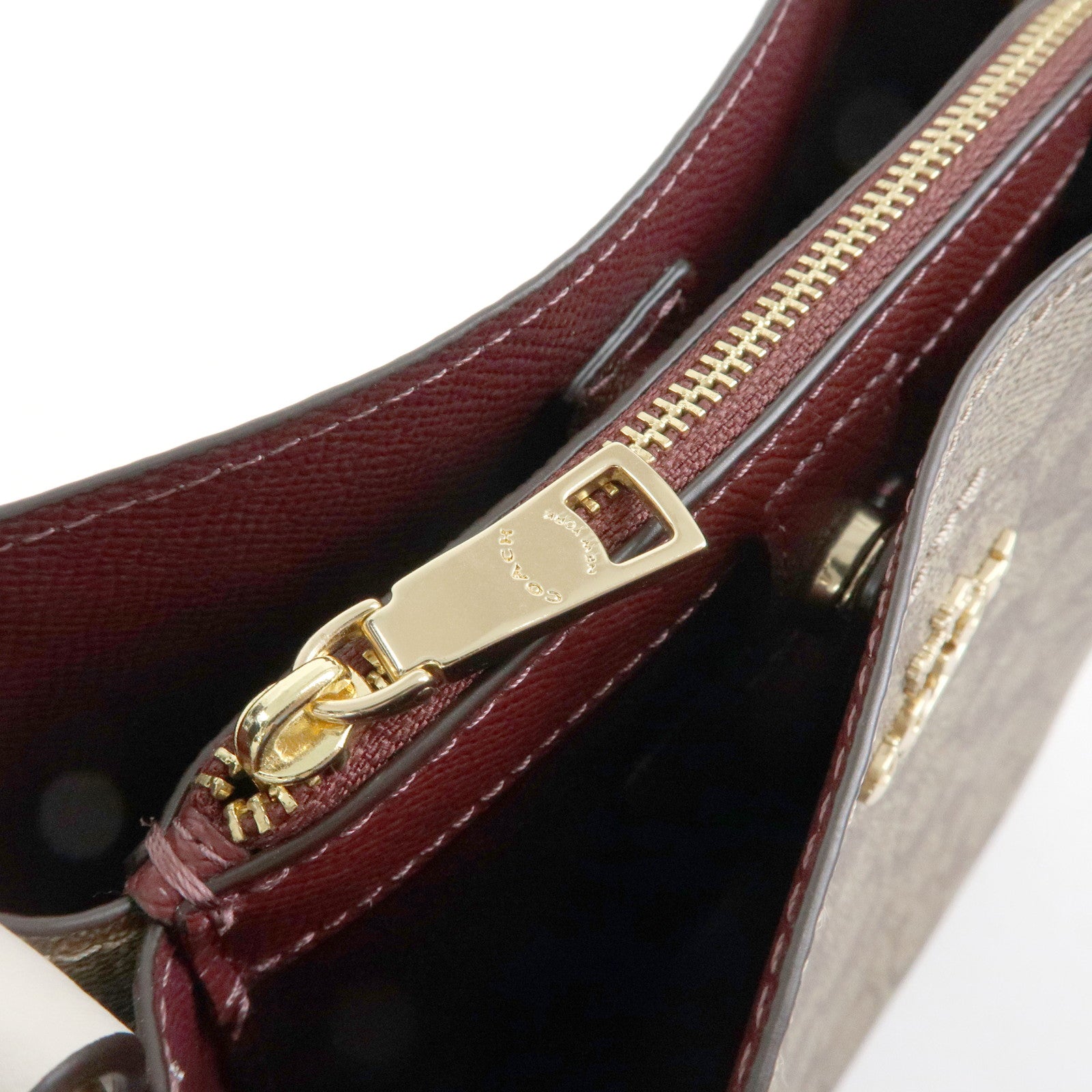COACH Signature PVC Leather 2Way Shoulder Bag Hand Bag Beige Brown