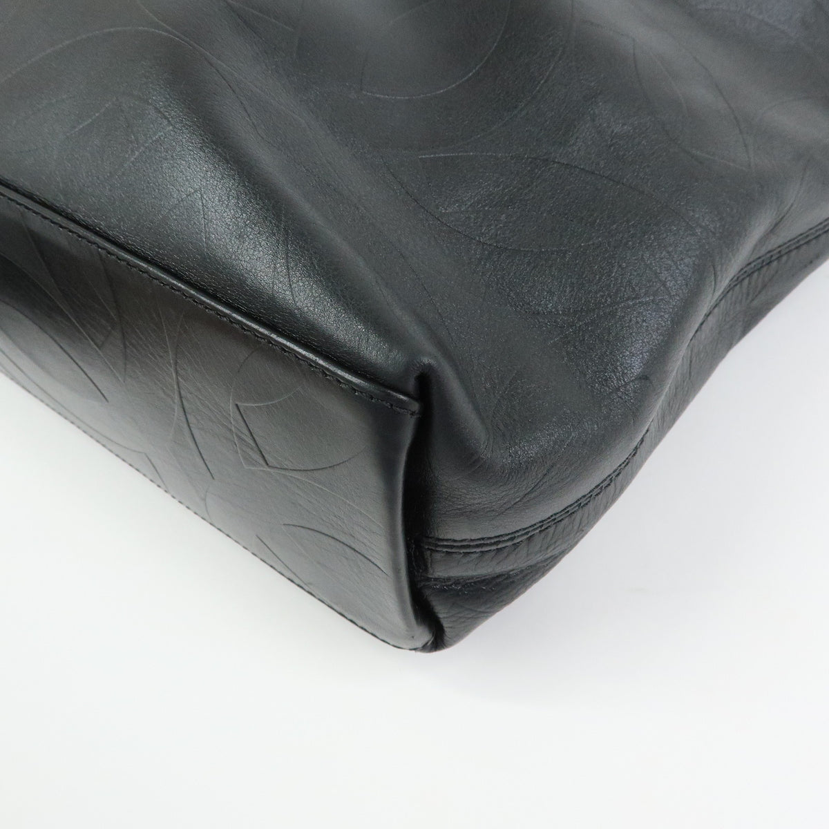 CHANEL COCO Mark Leather Tote Bag Shoulder Bag Black