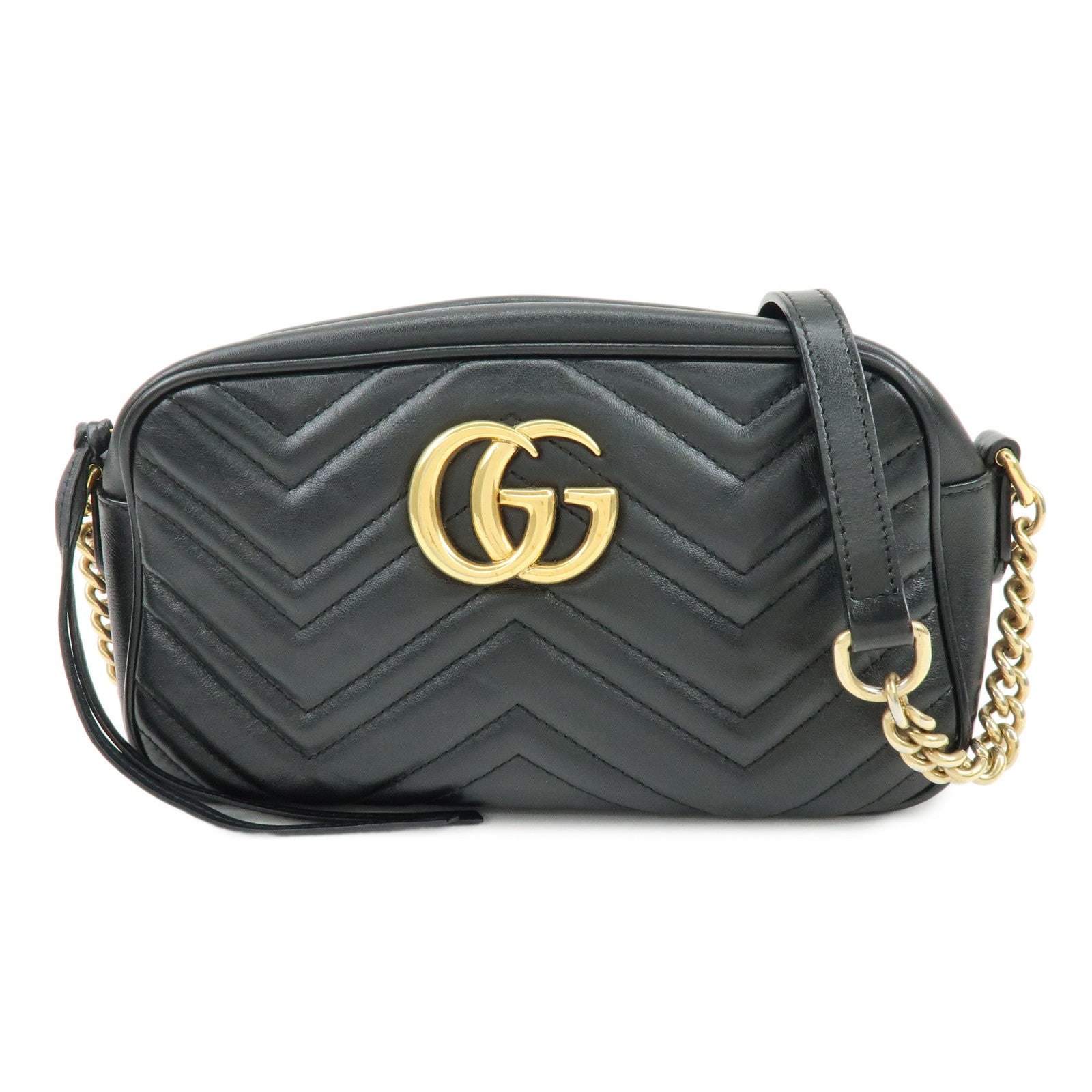 GUCCI GG Marmont Leather Shoulder Bag Crossbody Bag Black 447632