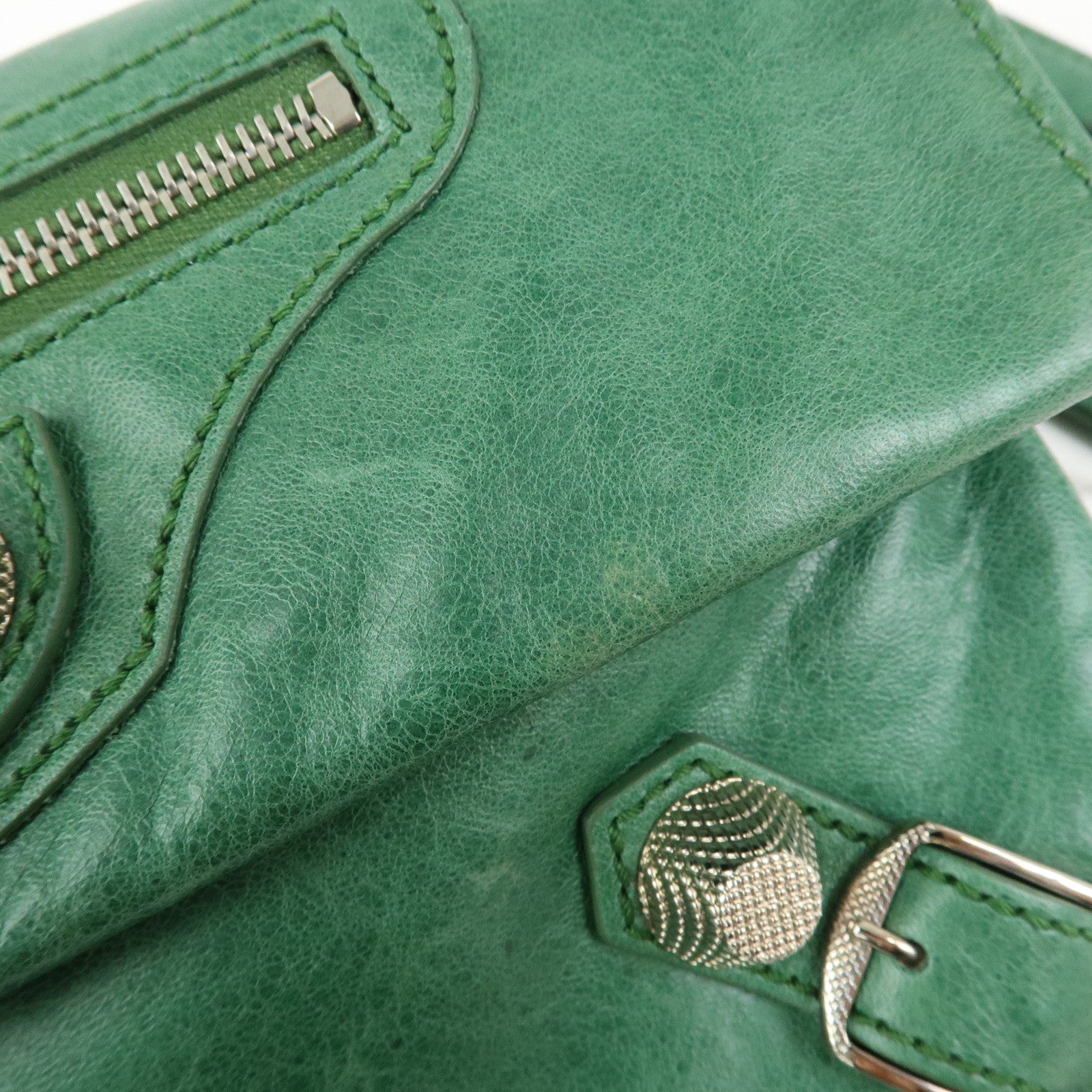 BALENCIAGA Giant Envelope Leather Clutch Bag Pouch Green 186182