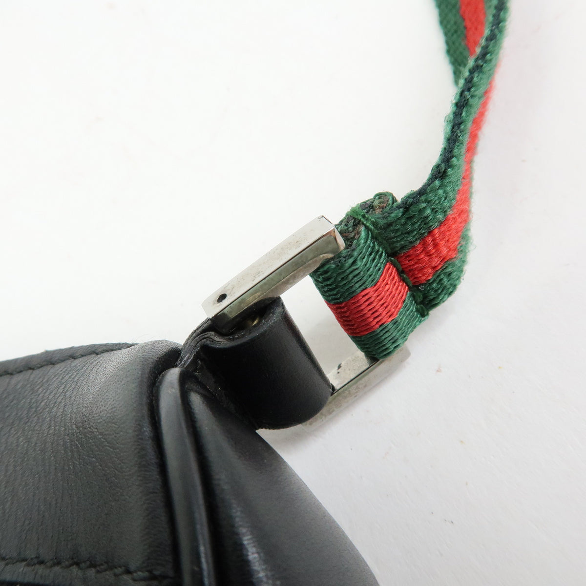 GUCCI Sherry Accessory Pouch Denim Canvas Leather Hand Bag Black 92820