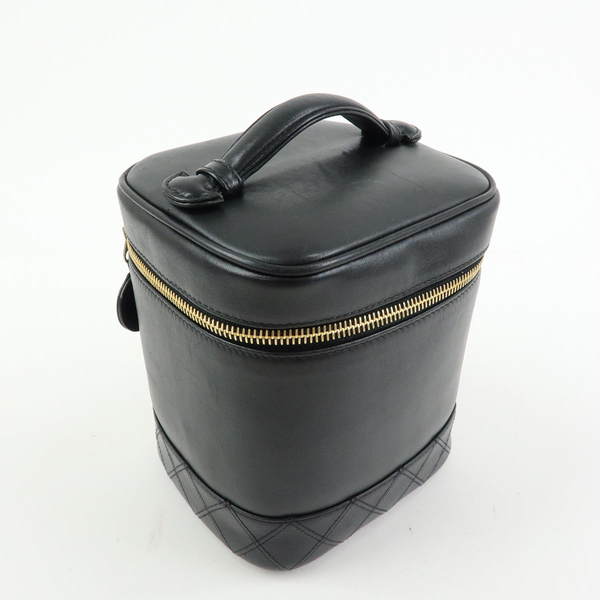 CHANEL Bicolore Lamb Skin Vanity Bag Hand Bag Black A01619