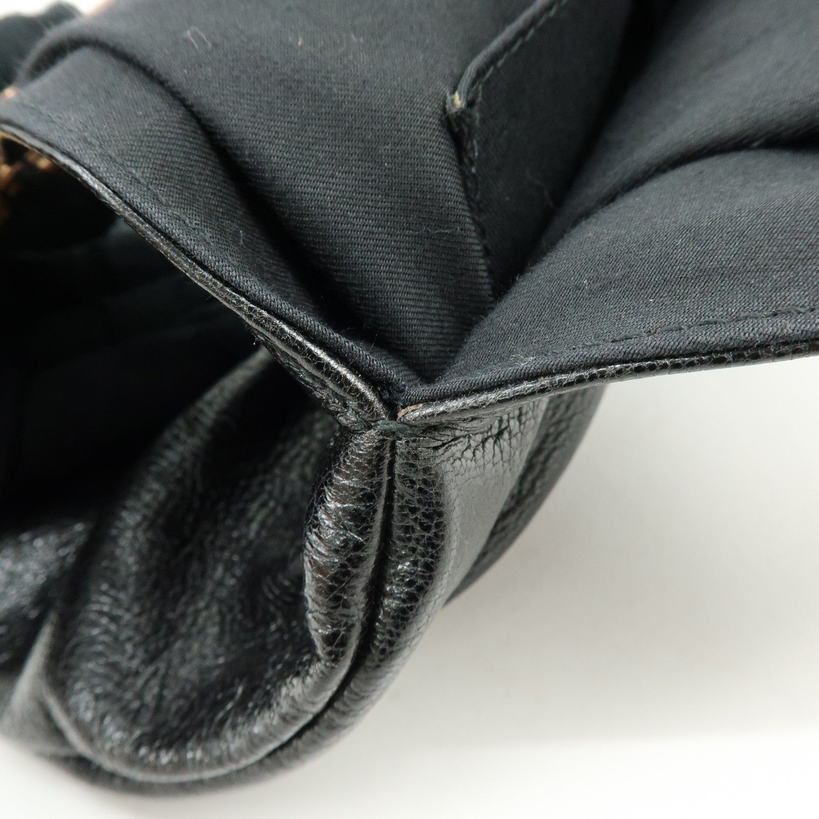 GUCCI Bamboo Leather Studs Hand Bag Tote Bag Black