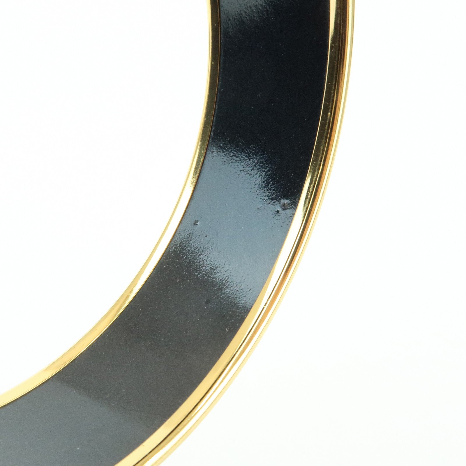 HERMES Email MM Gold Plated Bangle Bracelet Tiger Motif Red Gold