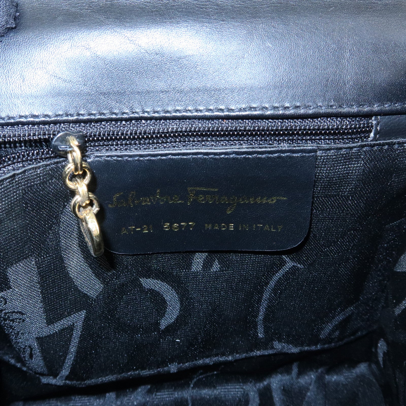 Ferragamo Vara Ribbon Leather 2Way Hand Bag Shoulder Bag Black