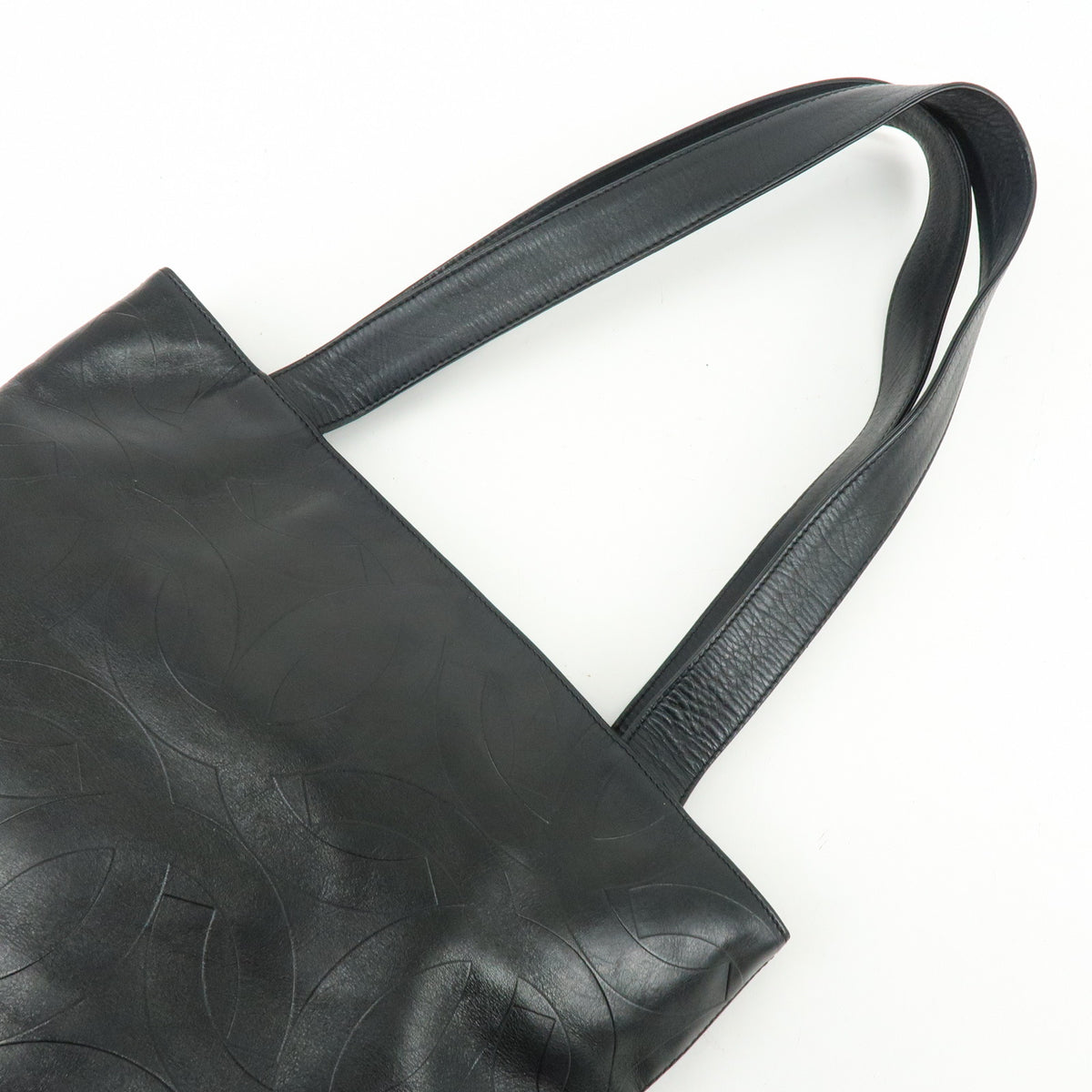CHANEL COCO Mark Lamb Skin Tote Bag Shoulder Bag Black