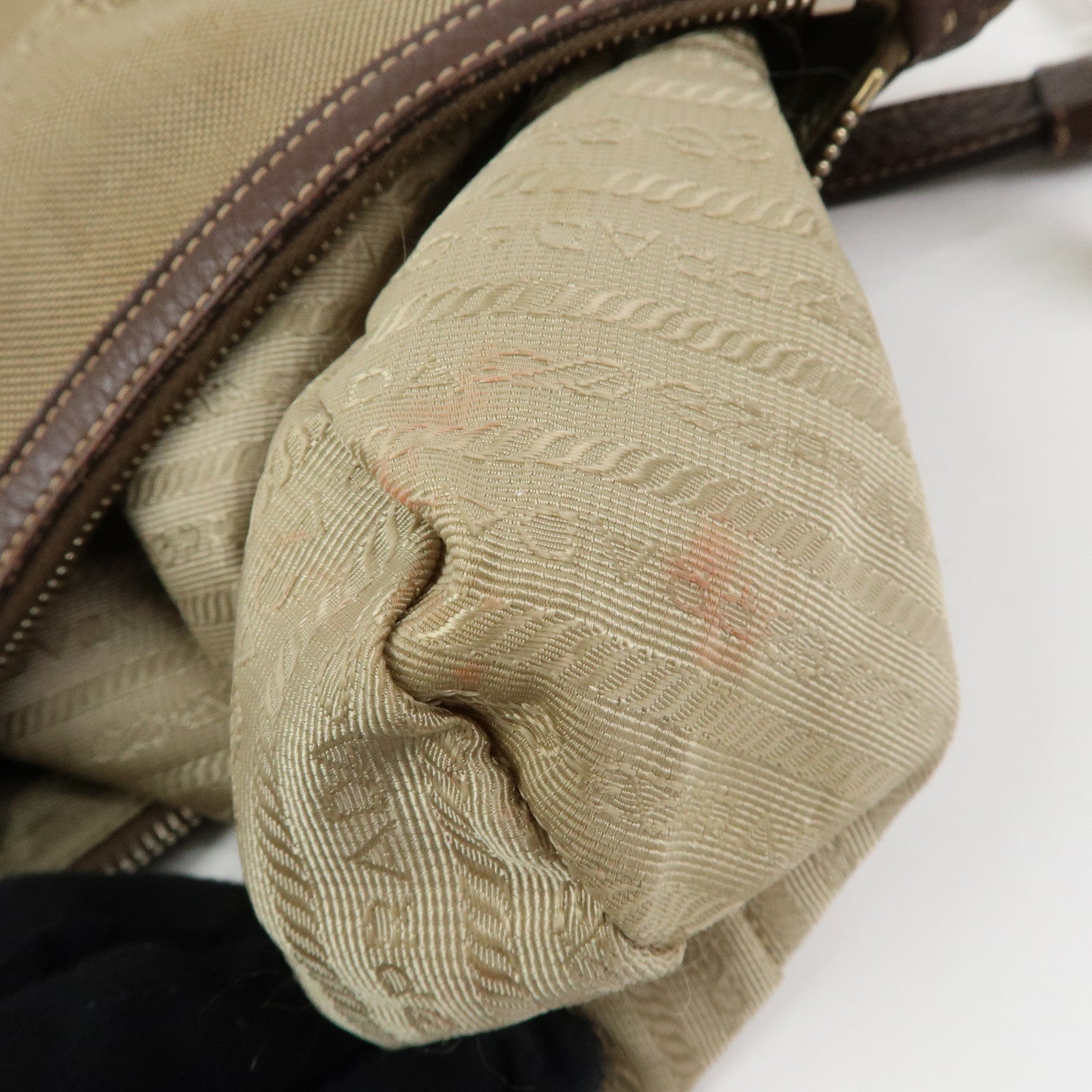 PRADA Logo Jacguard Leather Shoulder Bag Crossbody Bag Brown