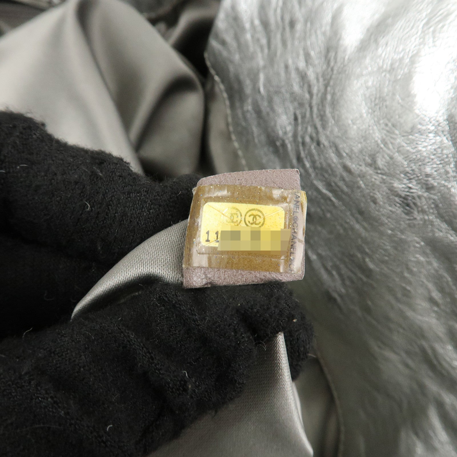 CHANEL Maxi COCO Mark Punching Leather Tote Bag Shoulder Bag Silver Used