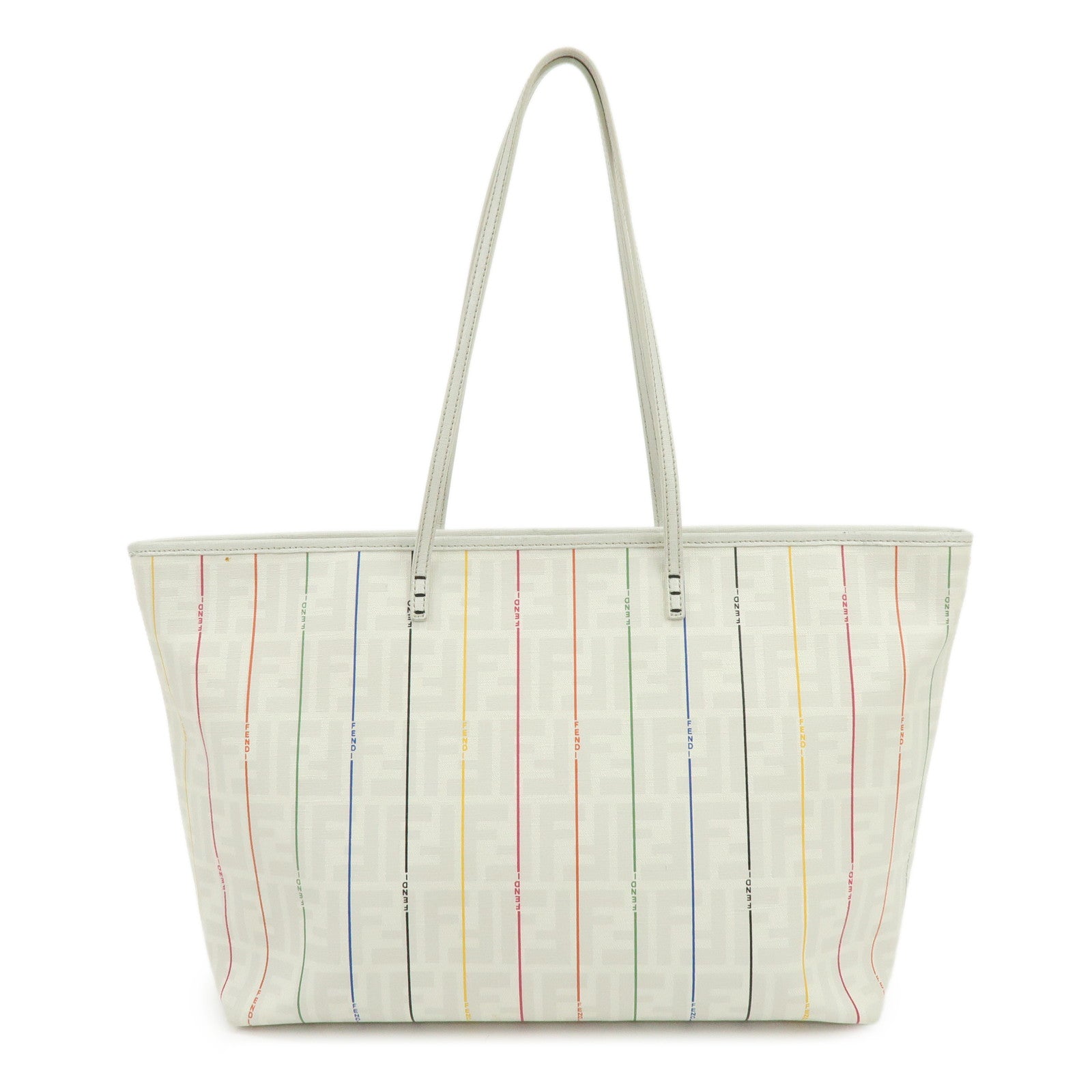 FENDI Zucca PVC Leather Tote Bag Shoulder Bag White Multicolor 8BH185