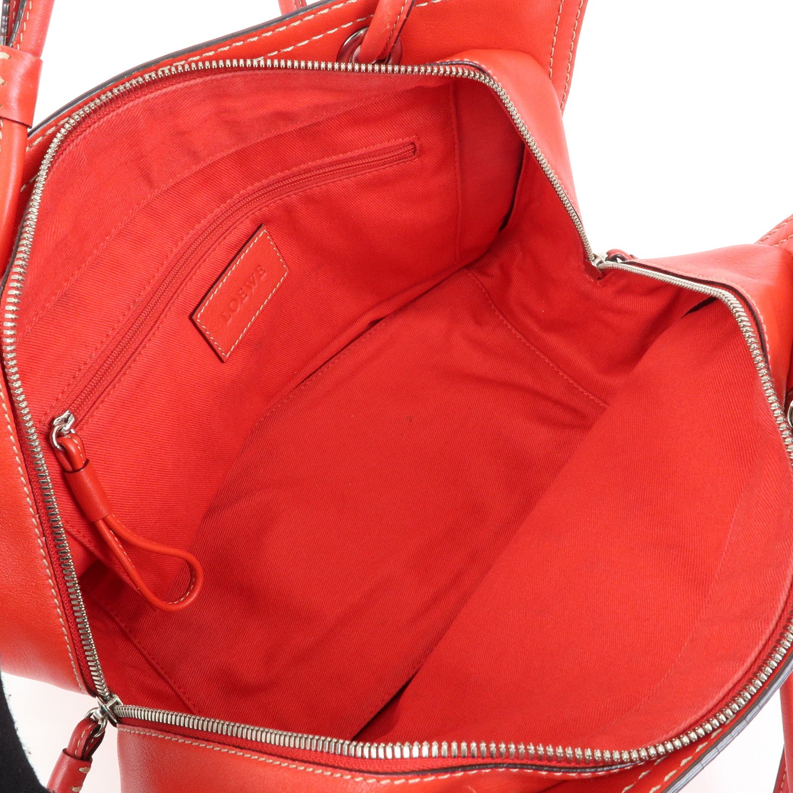 LOEWE Anagram Leather Tote Bag Hand Bag Shoulder Bag Red
