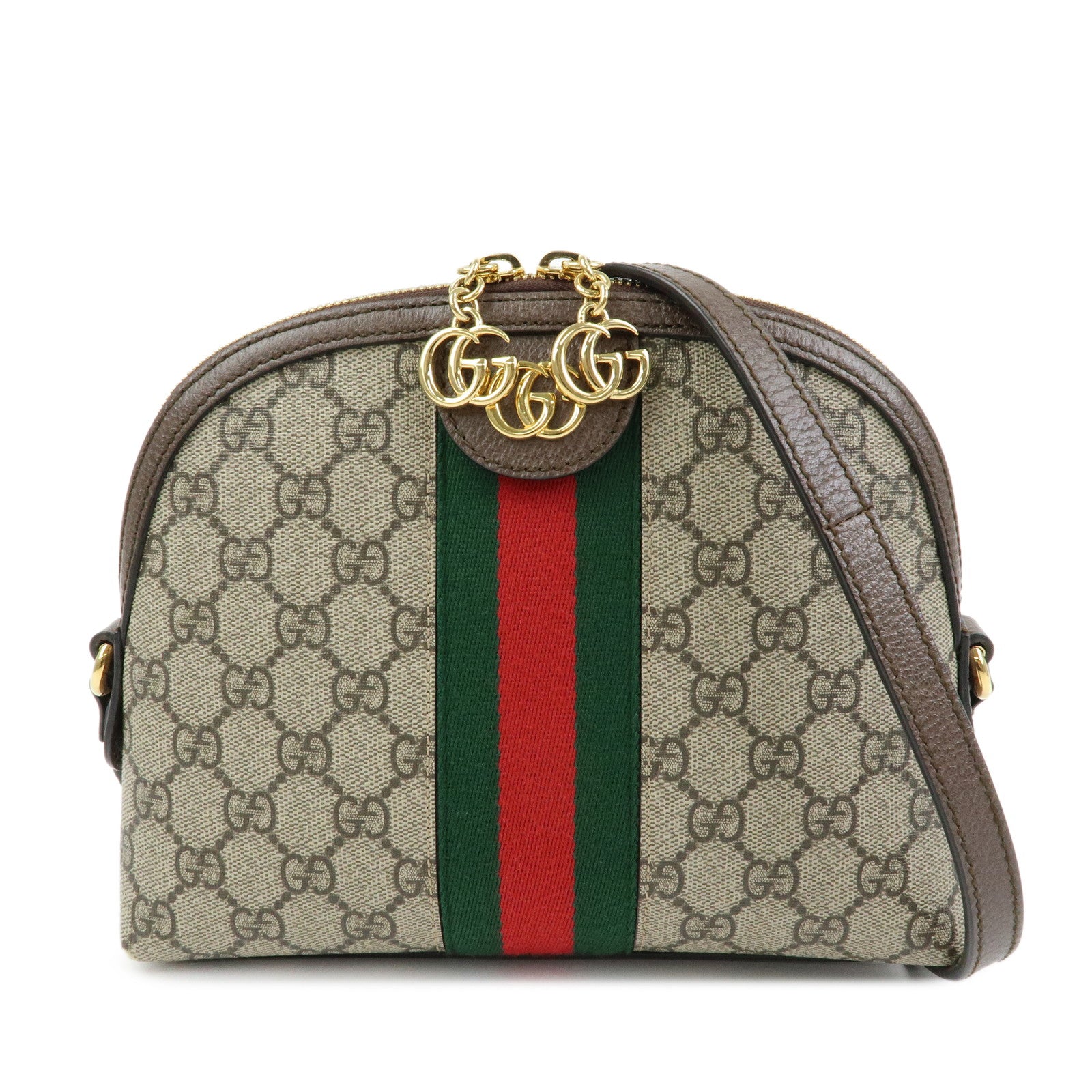 GUCCI Ophidia Sherry GG Supreme Leather Shoulder Bag Beige Brown 499621