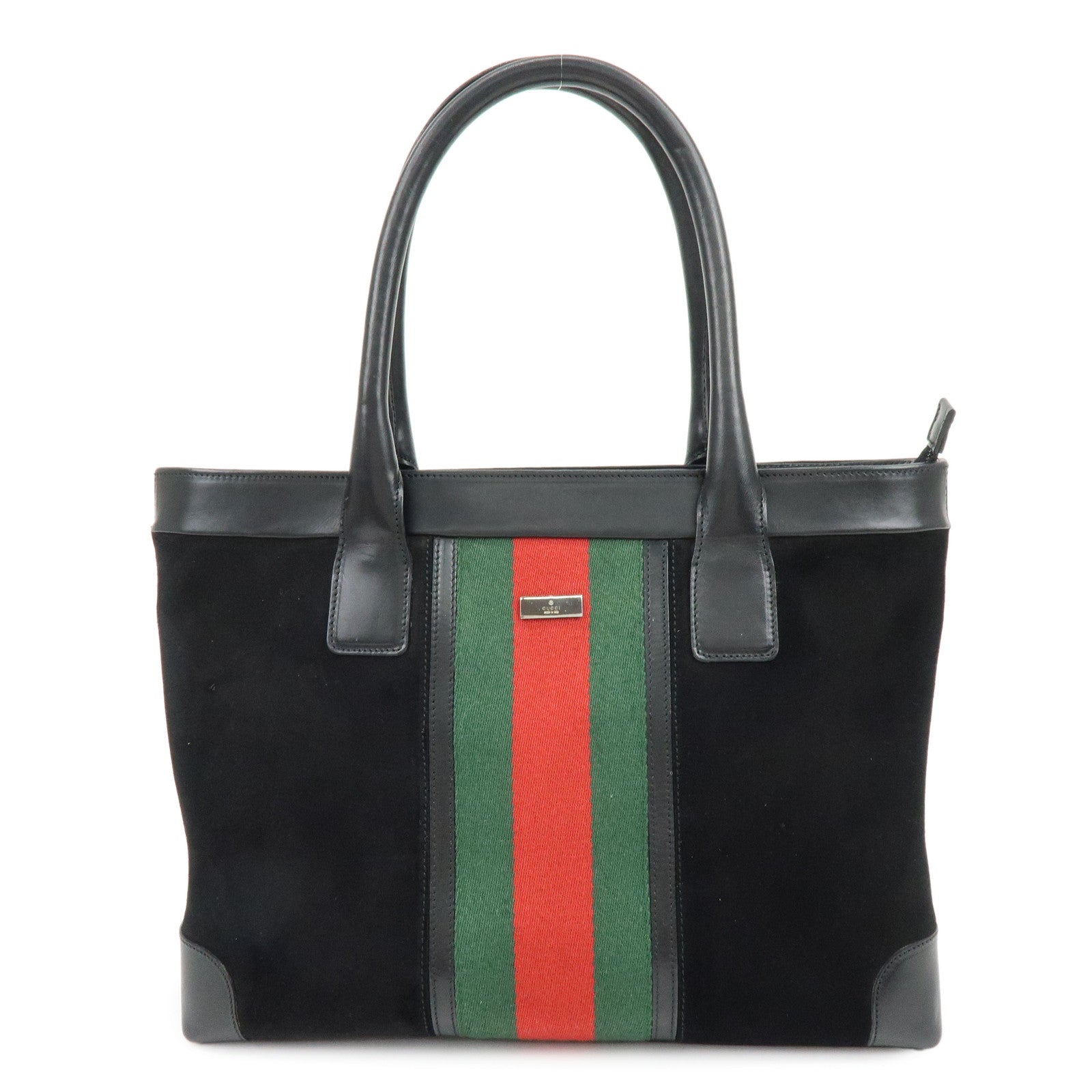 GUCCI Sherry Suede Leather Shoulder Bag Tote Bag Black 33890