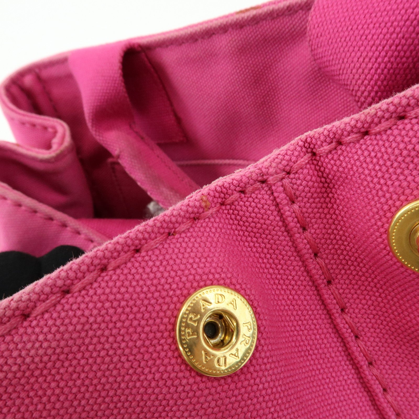 PRADA Triangle Logo Canapa Mini Canvas Tote Hand Bag Pink BN2439