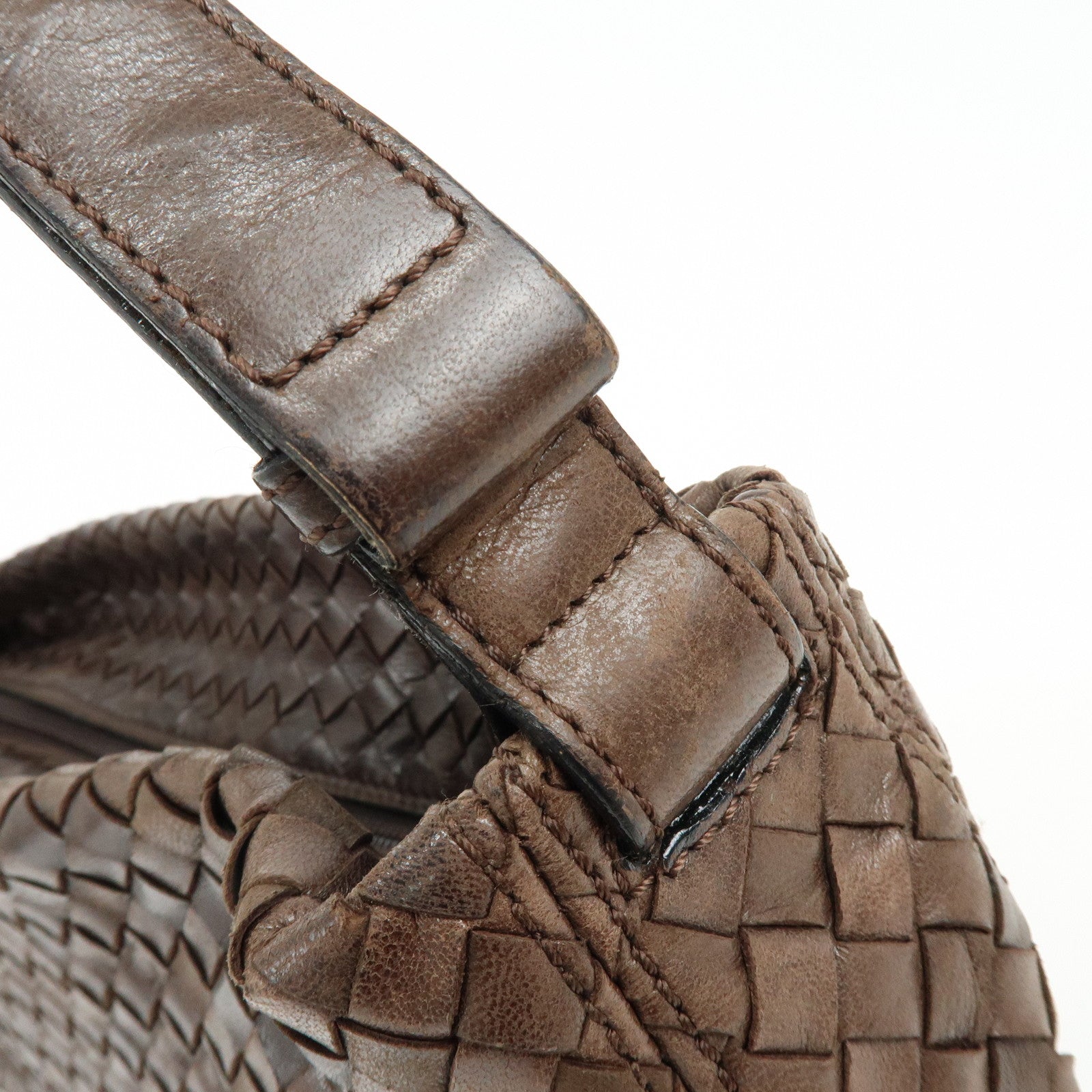 BOTTEGA VENETA Intrecciato Leather Shoulder Bag Hand Bag Brown