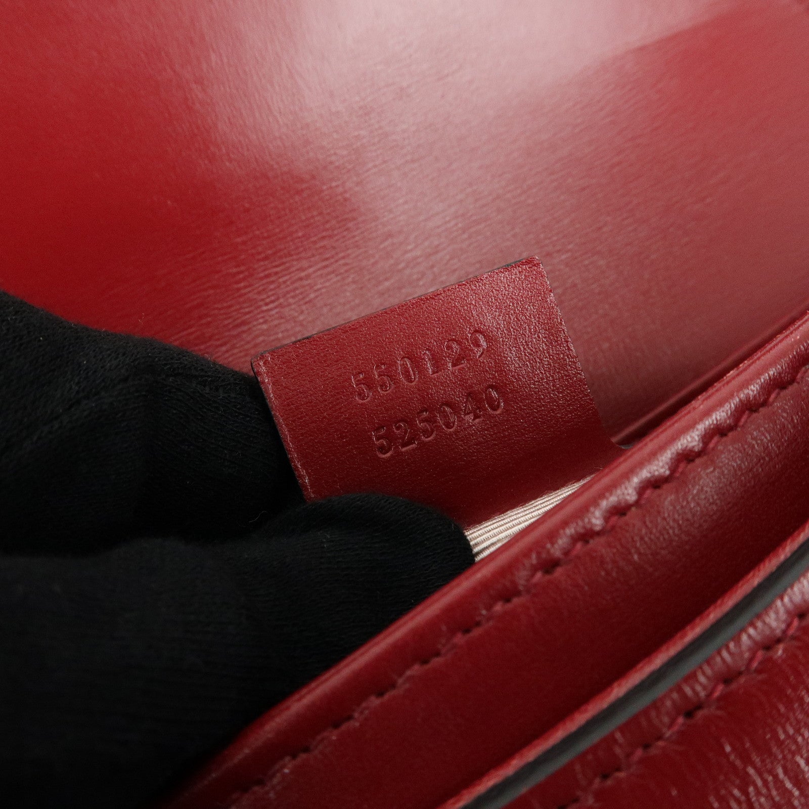 GUCCI Double G Arli Leather Shoulder Bag Crossbody Bag Red 550129