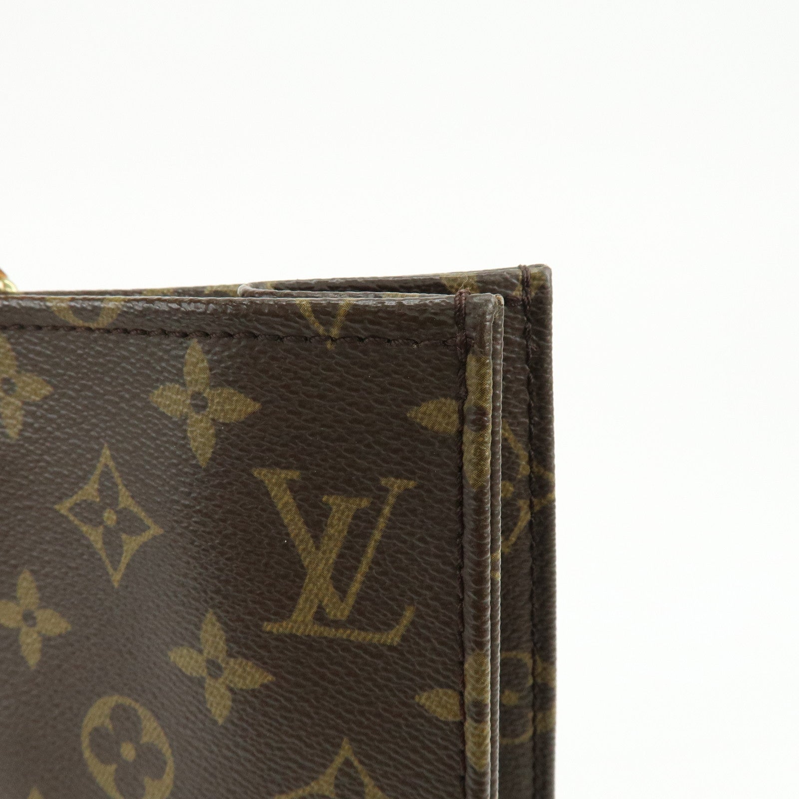 Louis Vuitton Monogram Sac Plat Tote Bag Hand Bag Brown M51140