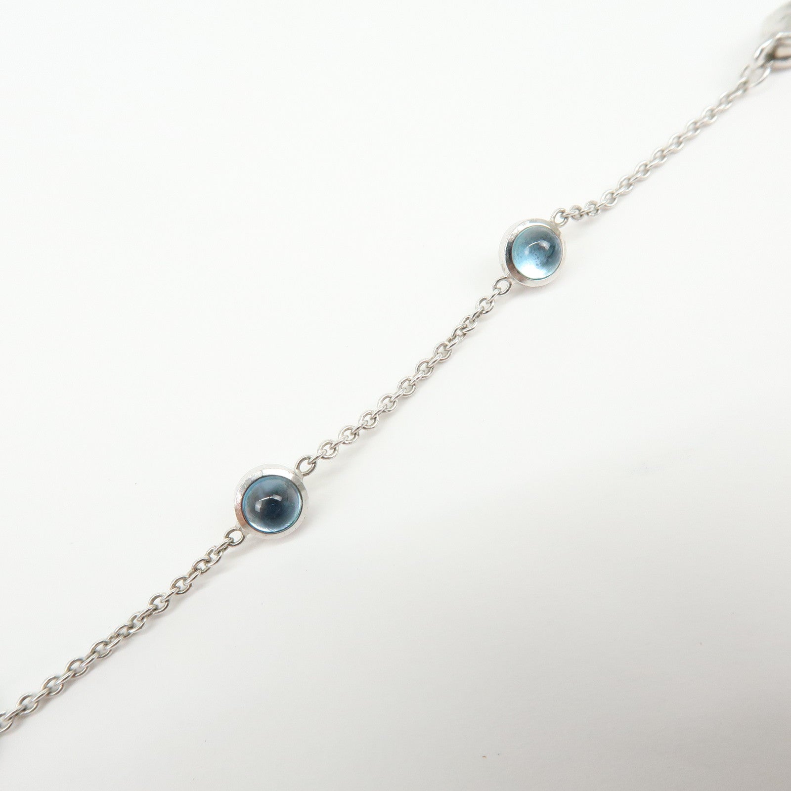 GUCCI Blue Topaz Heart Charm Bracelet SV925 17 Silver Light Blue
