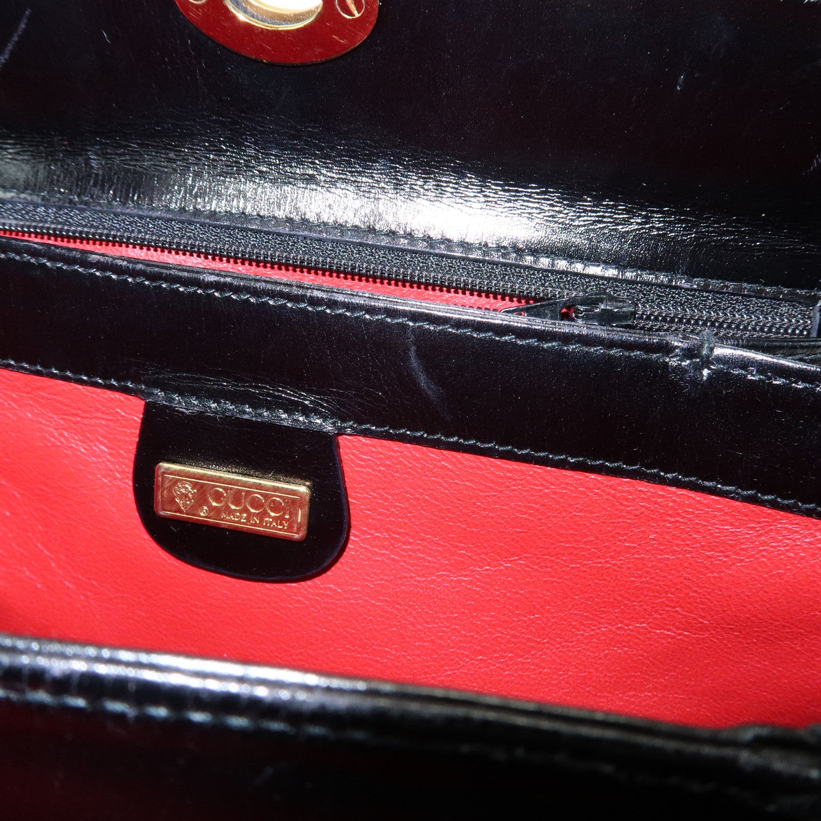 GUCCI Old Gucci Leather Hand Bag Top Handle Bag Black 000・26・0025