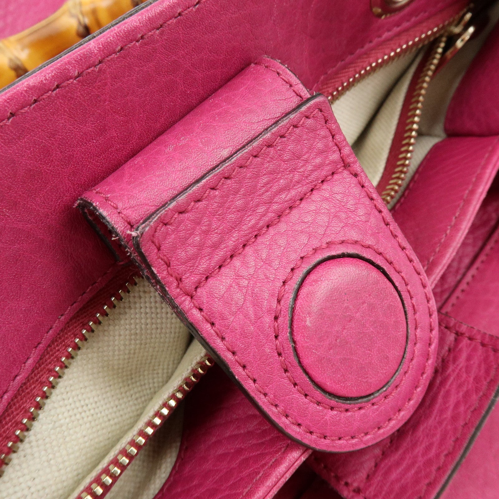 GUCCI Bamboo Shopper Small Leather 2Way Bag Hand Bag Pink 336032
