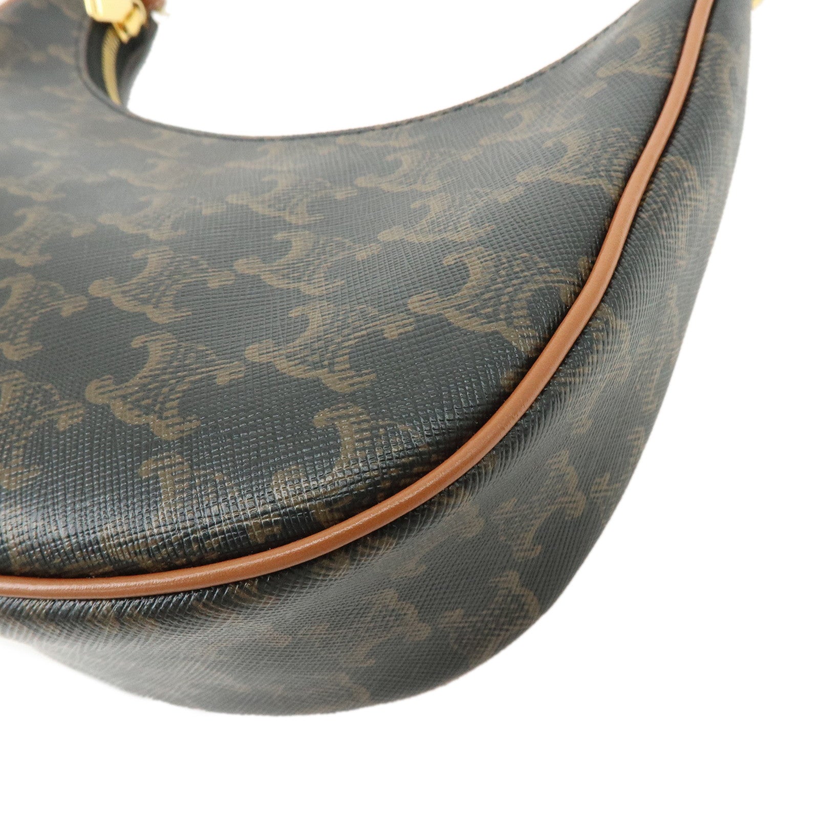 CELINE AVA PVC Leather Shoulder Bag Hand Bag Black Brown