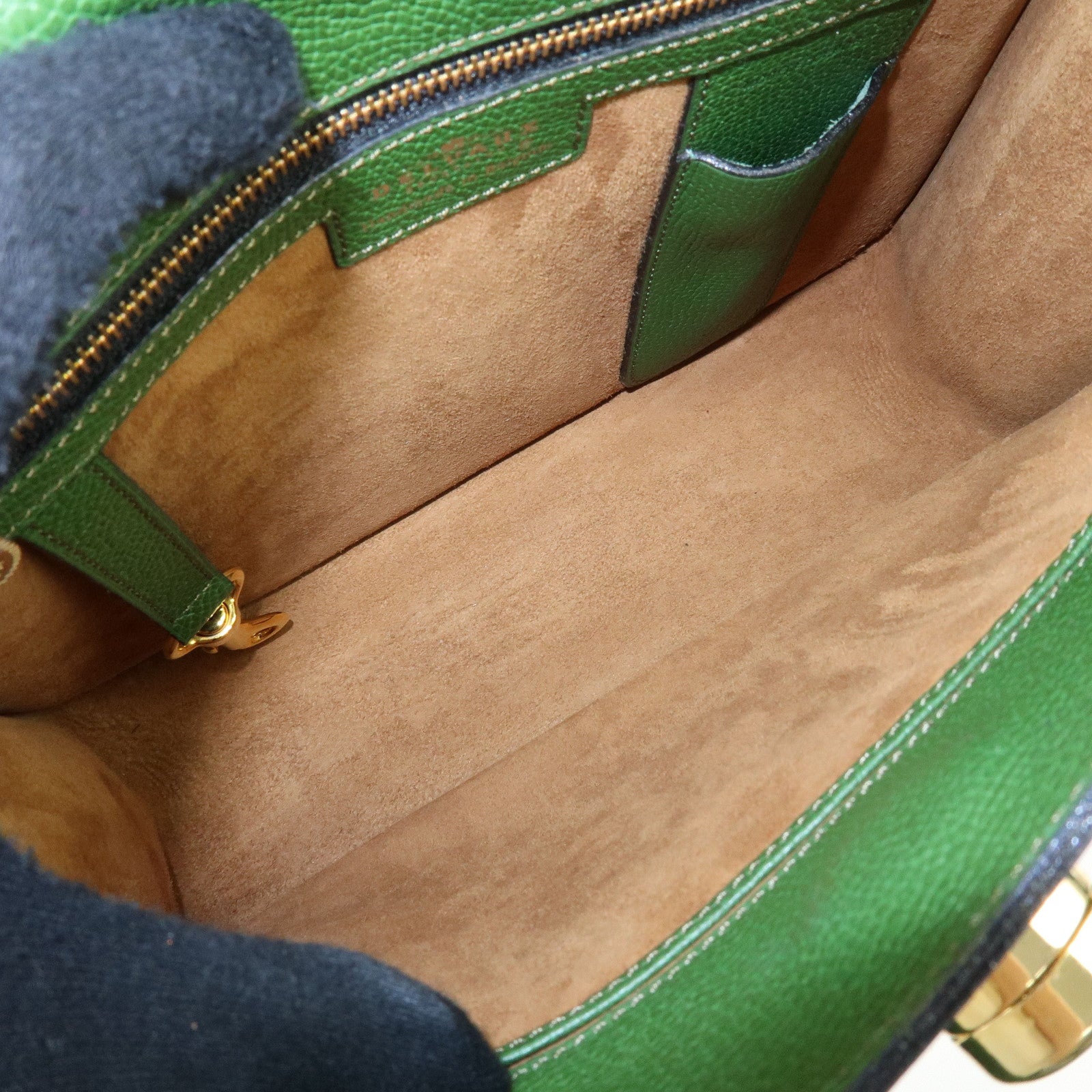 DELVAUX Louise Leather Shoulder Bag Hand Bag Green