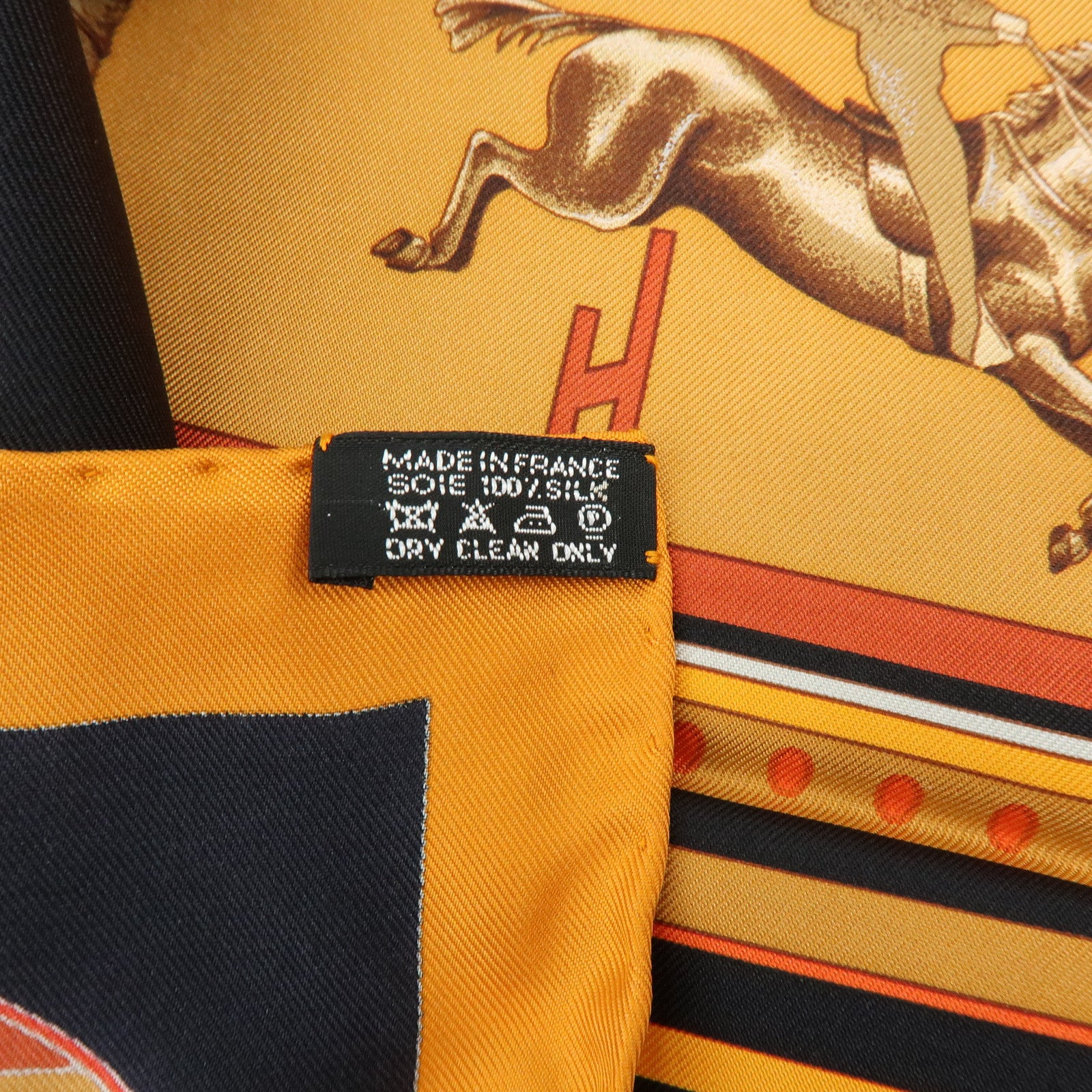 HERMES Carre 90 Silk 100% Scarf SEQUENCES Orange Black