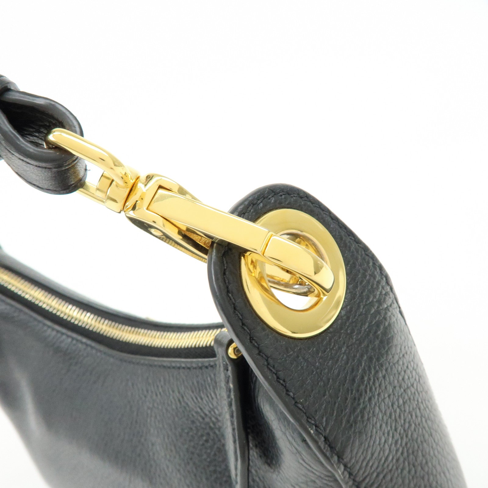 PRADA Vitello Phenix Leather Shoulder Bag Crossbody Bag Black 1BC180