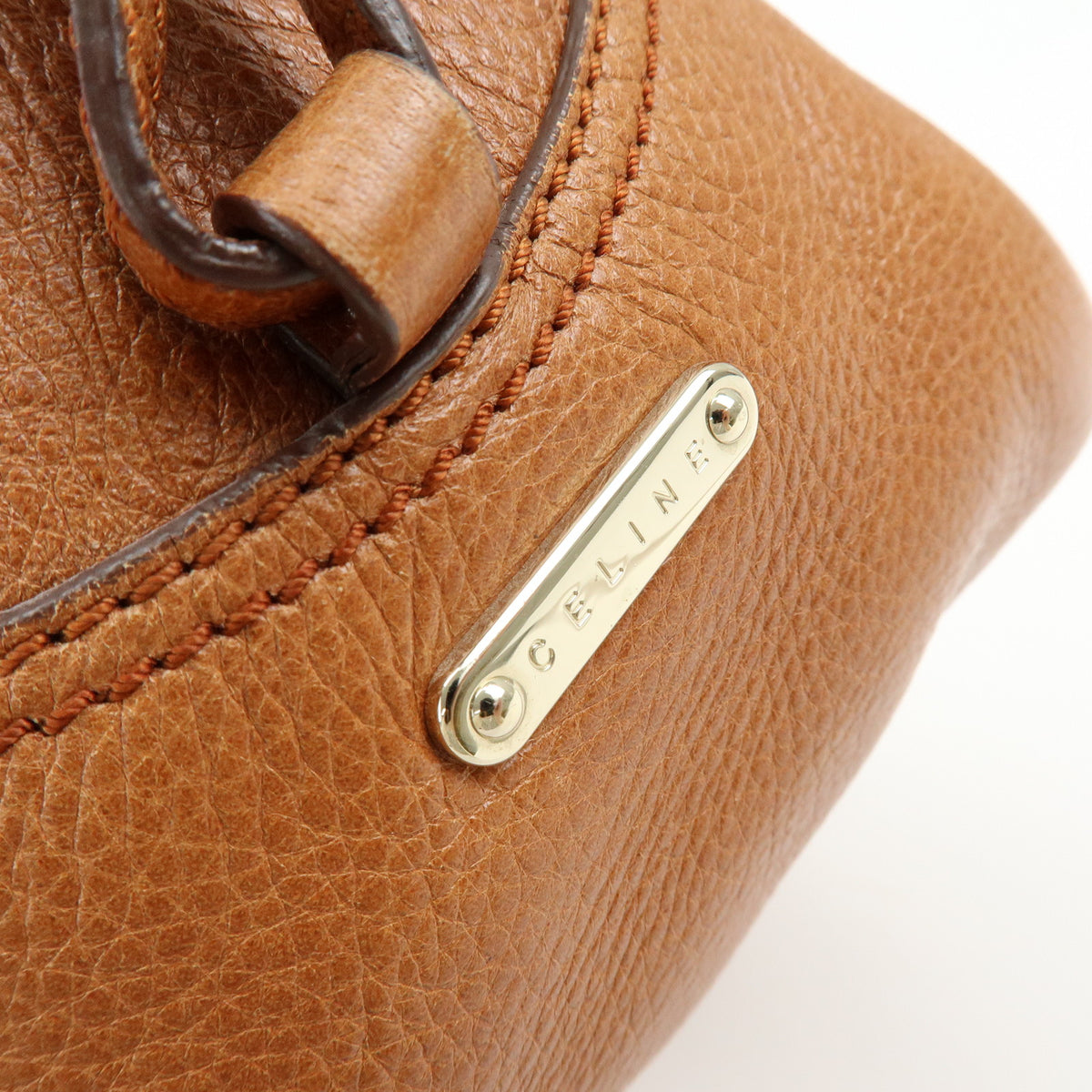 CELINE Macadam Leather Shoulder Bag Boston Bag Brown